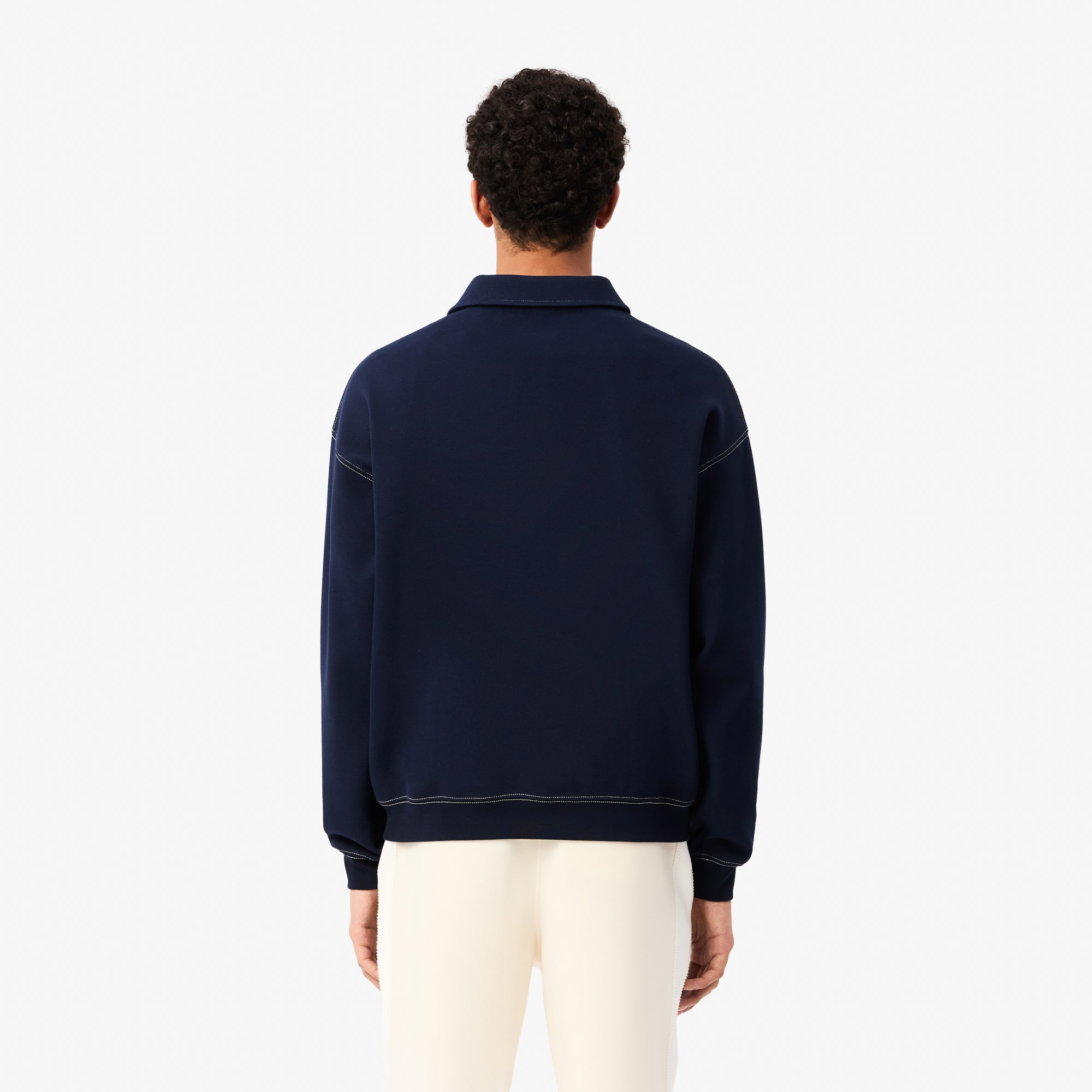 Lacoste Erkek Loose Fit Polo Yaka Lacivert Sweatshirt