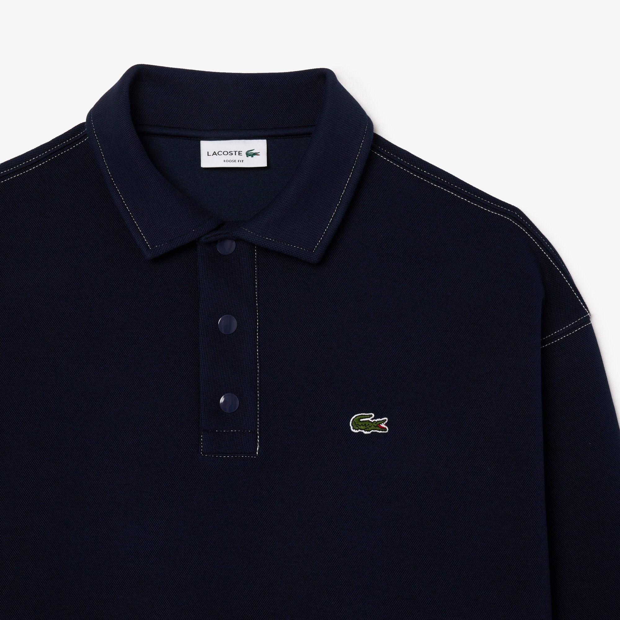 Lacoste Erkek Loose Fit Polo Yaka Lacivert Sweatshirt