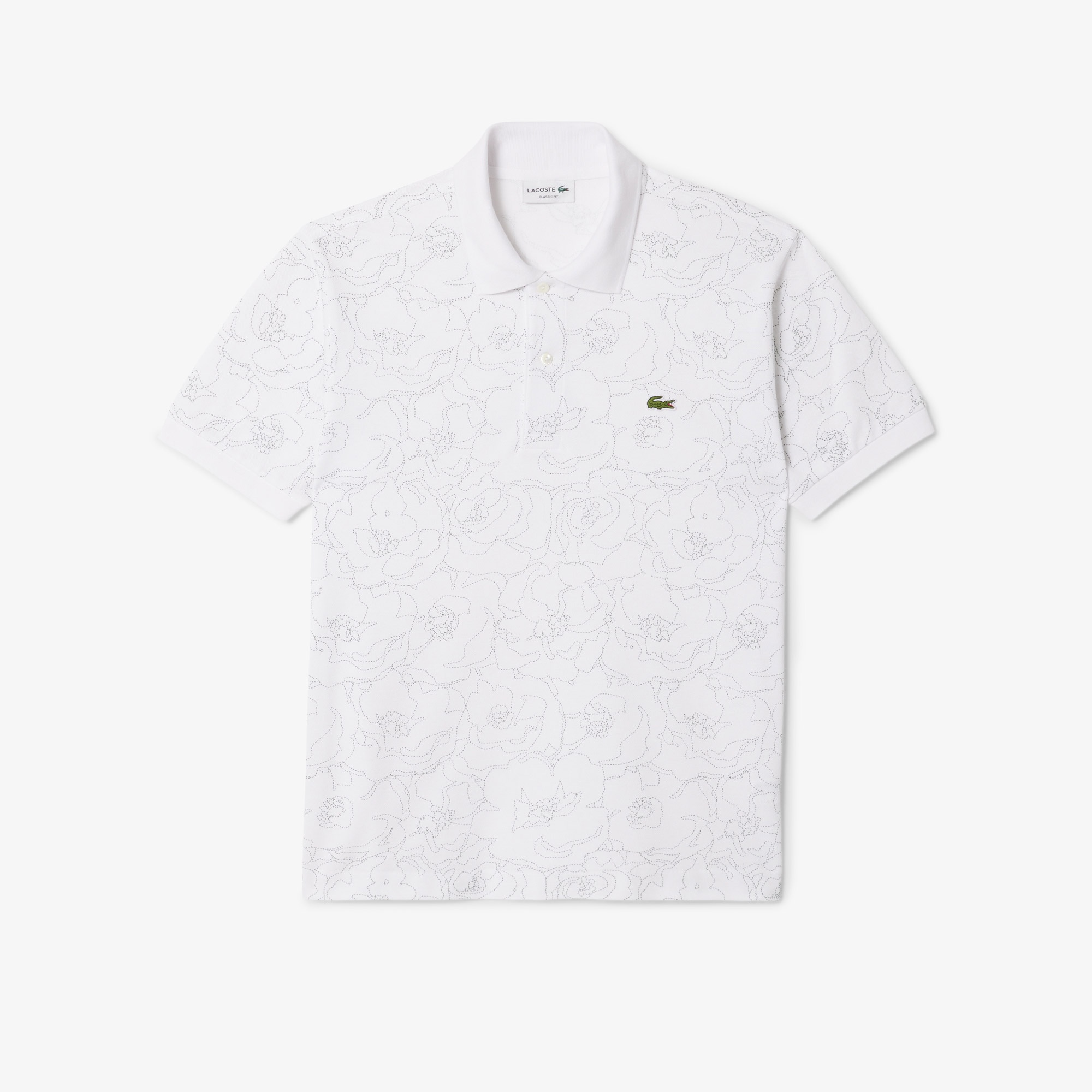Lacoste Erkek Classic Fit Desenli Beyaz Polo
