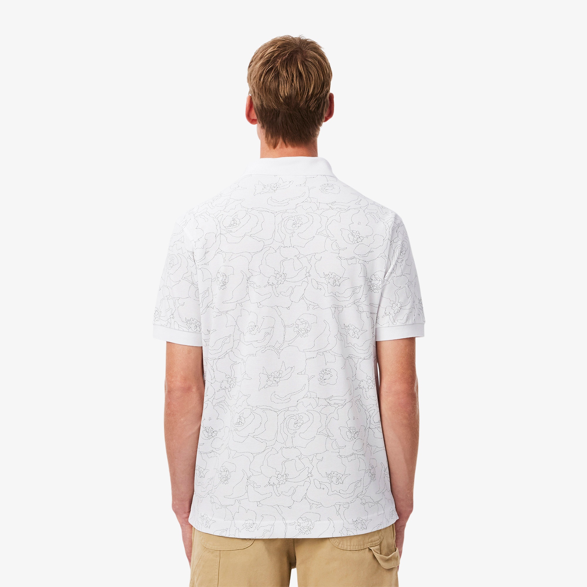 Lacoste Erkek Classic Fit Desenli Beyaz Polo