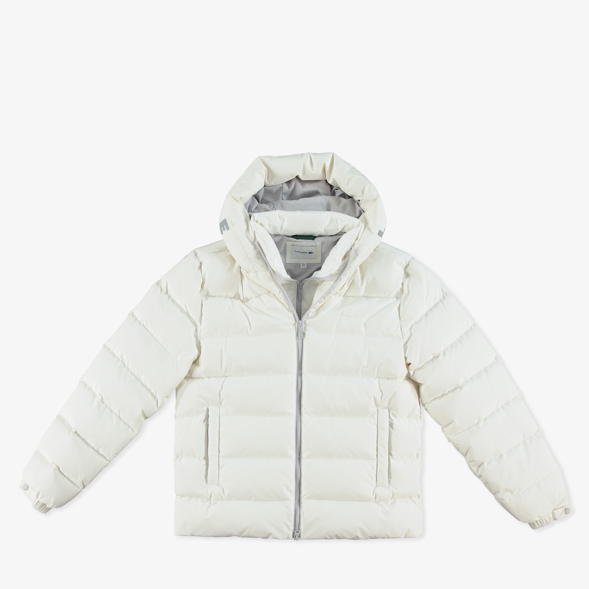 Lacoste Erkek Regular Fit Kapüşonlu Beyaz Şişme Mont