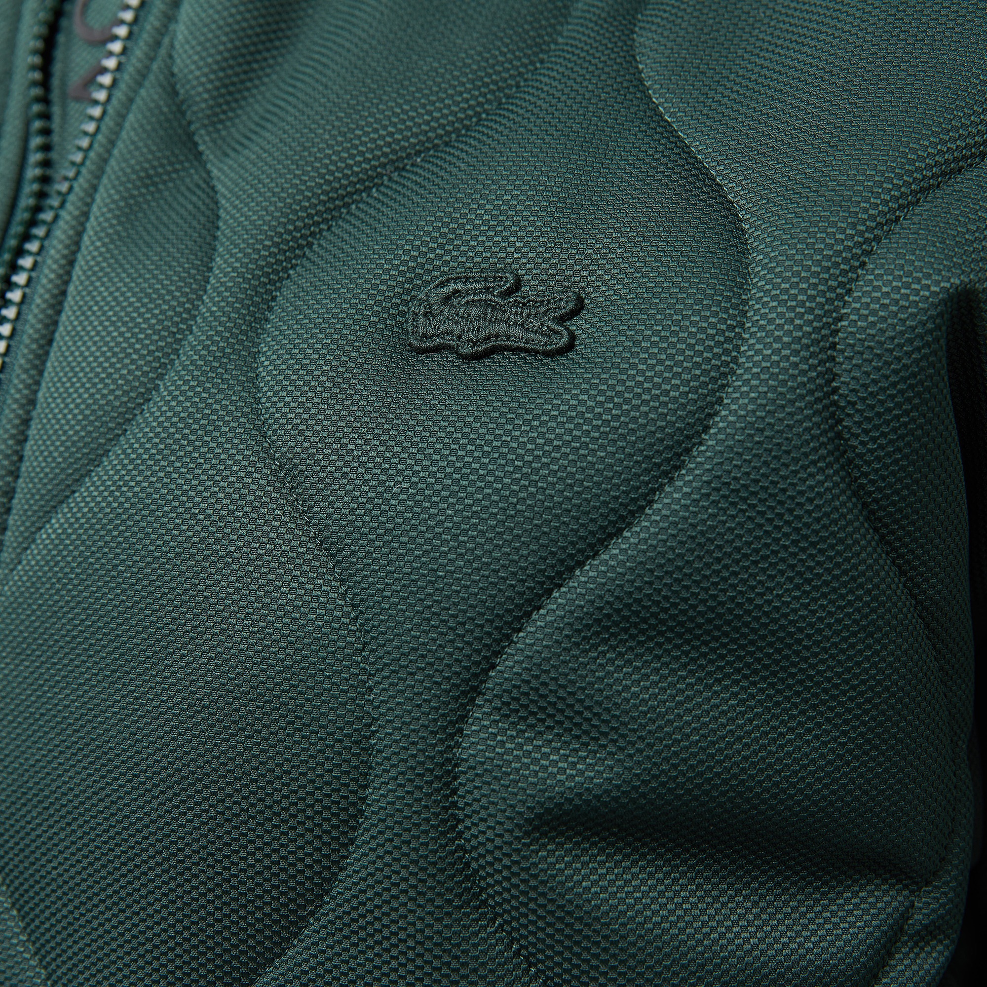 Lacoste Erkek Relaxed Fit Dik Yaka Kapitone Koyu Yeşil Mont