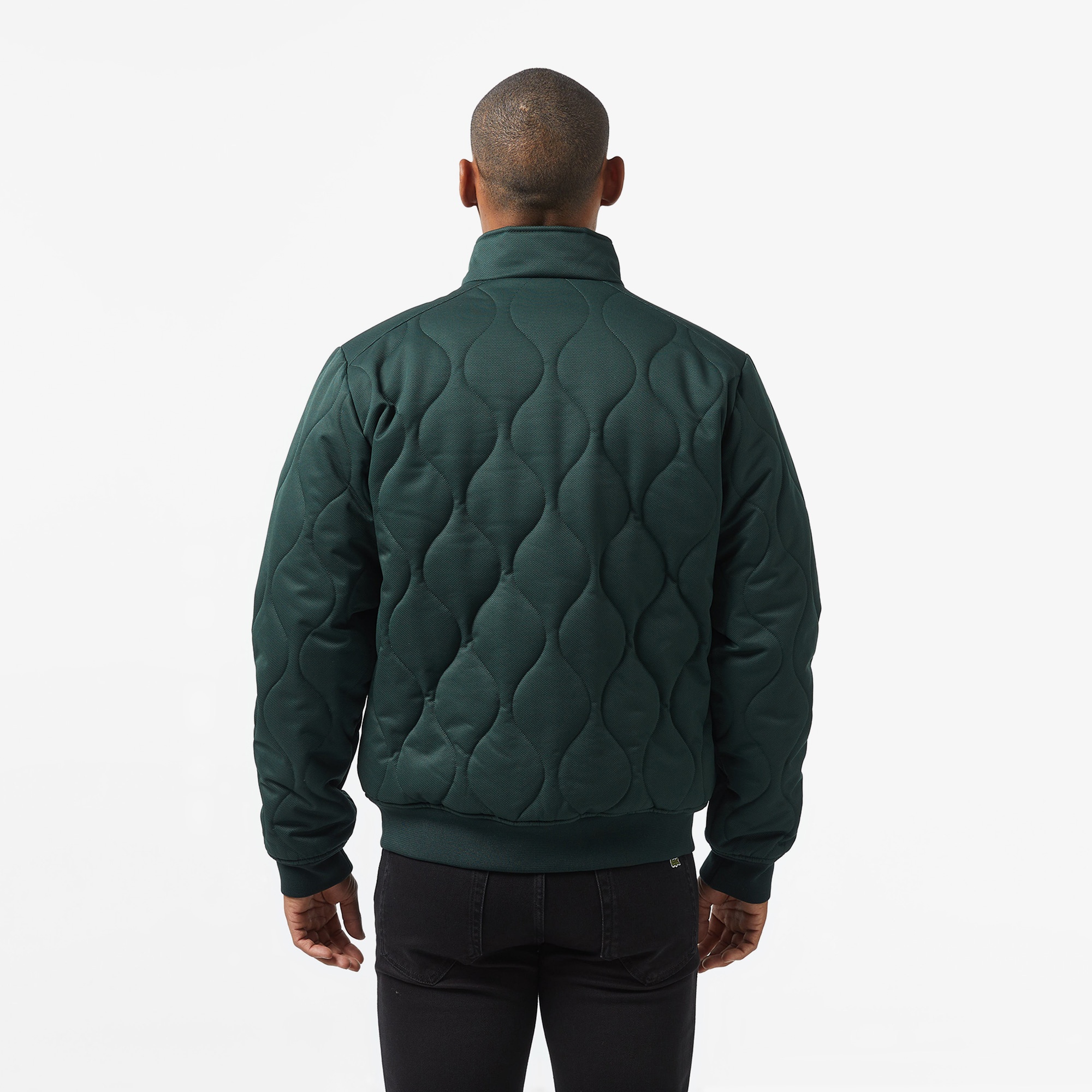 Lacoste Erkek Relaxed Fit Dik Yaka Kapitone Koyu Yeşil Mont