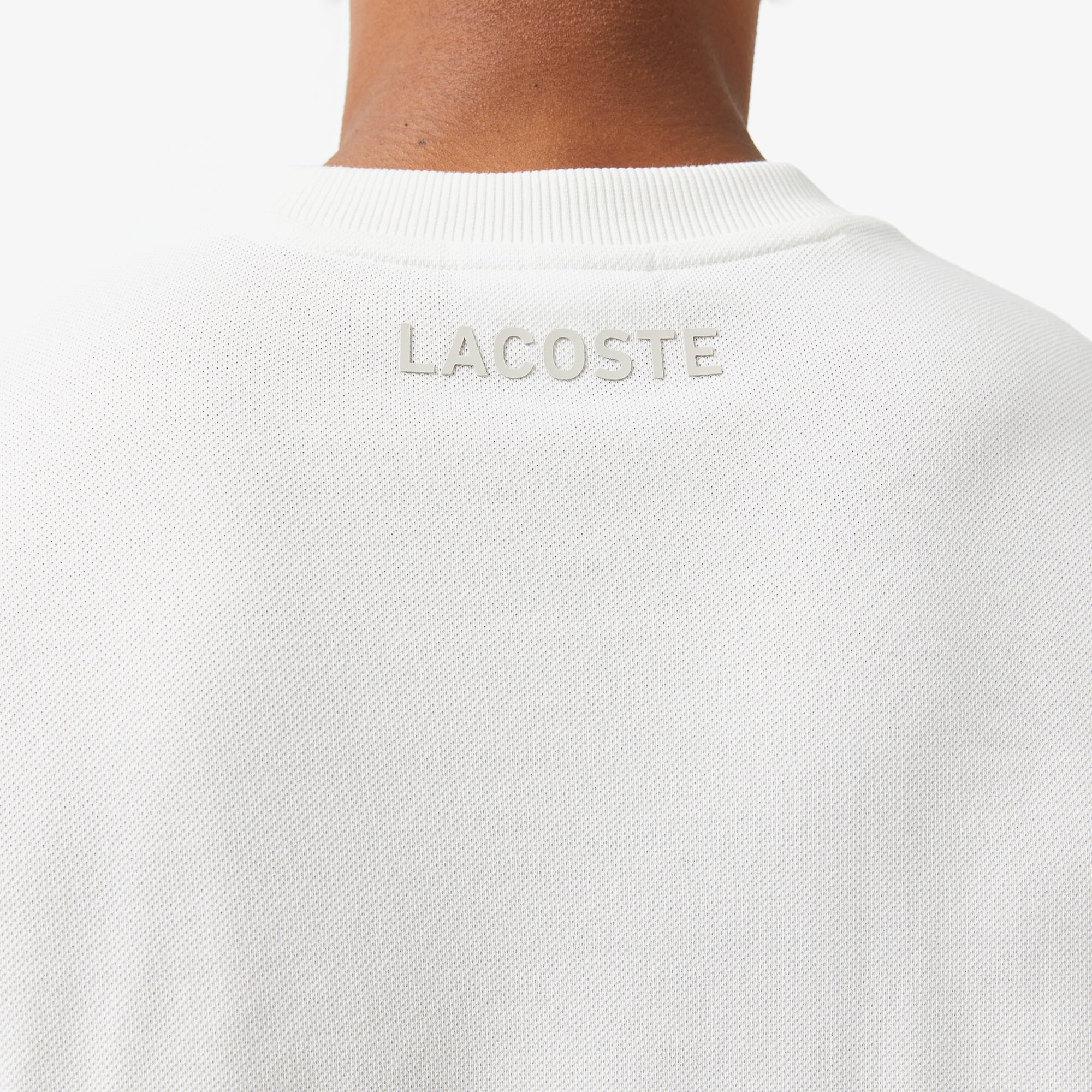 Lacoste Erkek Oversize Fit Bisiklet Yaka Baskılı Beyaz T-Shirt