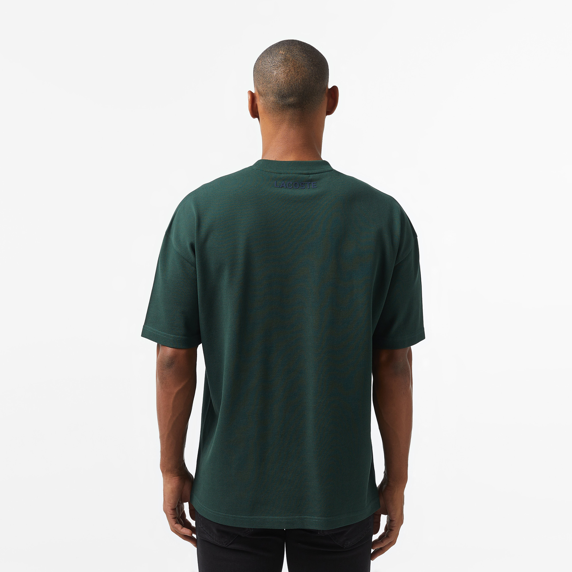 Lacoste Erkek Oversize Fit Bisiklet Yaka Baskılı Koyu Yeşil T