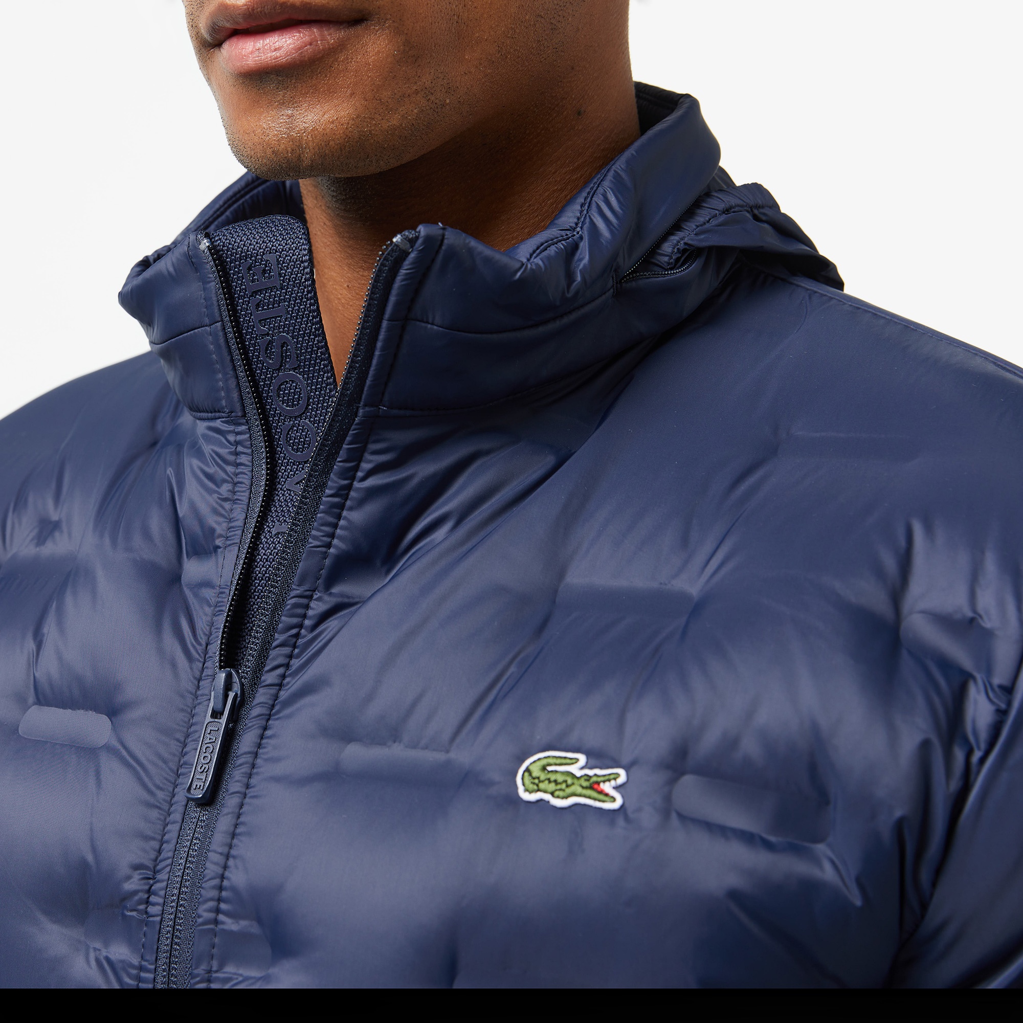 Lacoste Erkek Regular Fit Kapüşonlu Kapitone Lacivert Mont