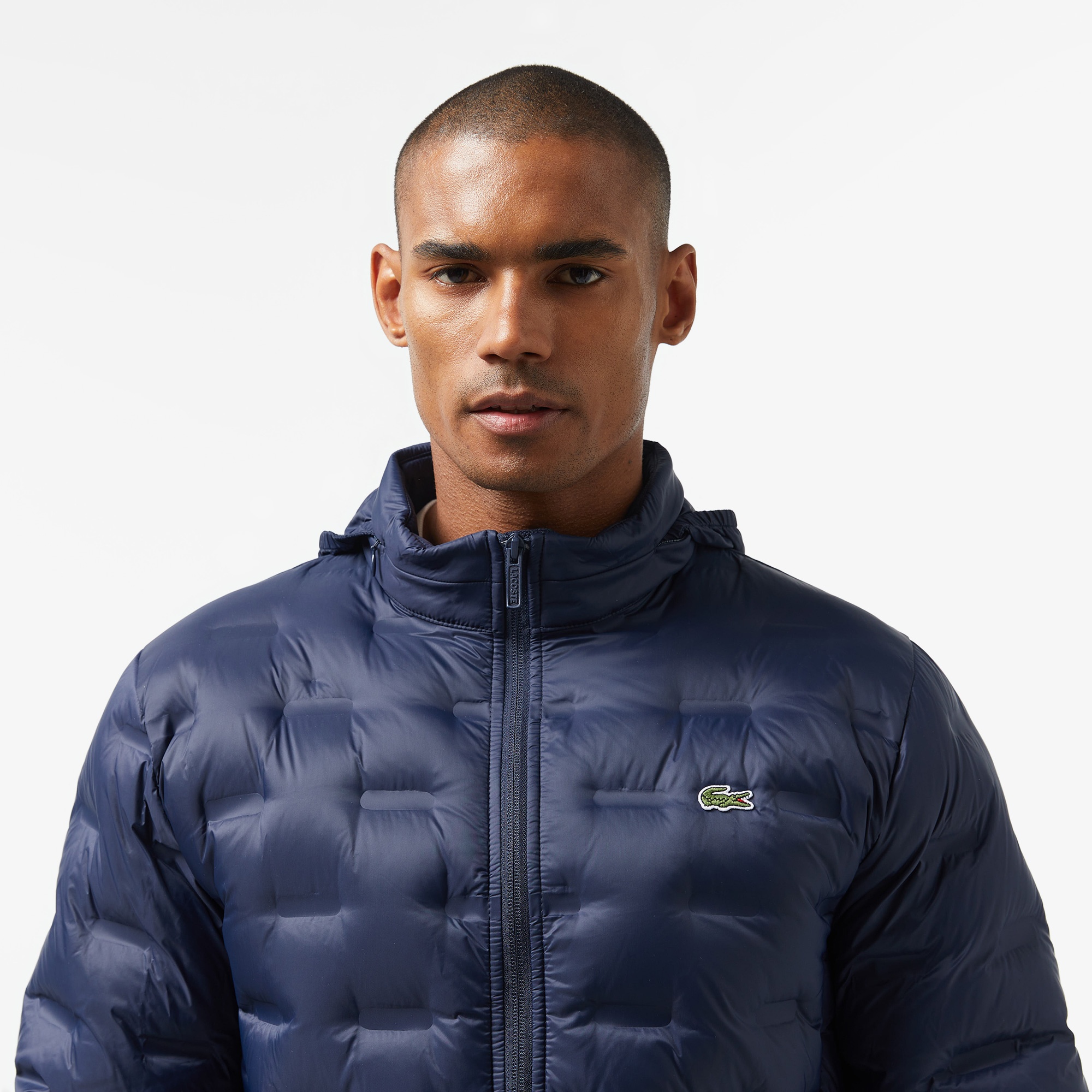 Lacoste Erkek Regular Fit Kapüşonlu Kapitone Lacivert Mont