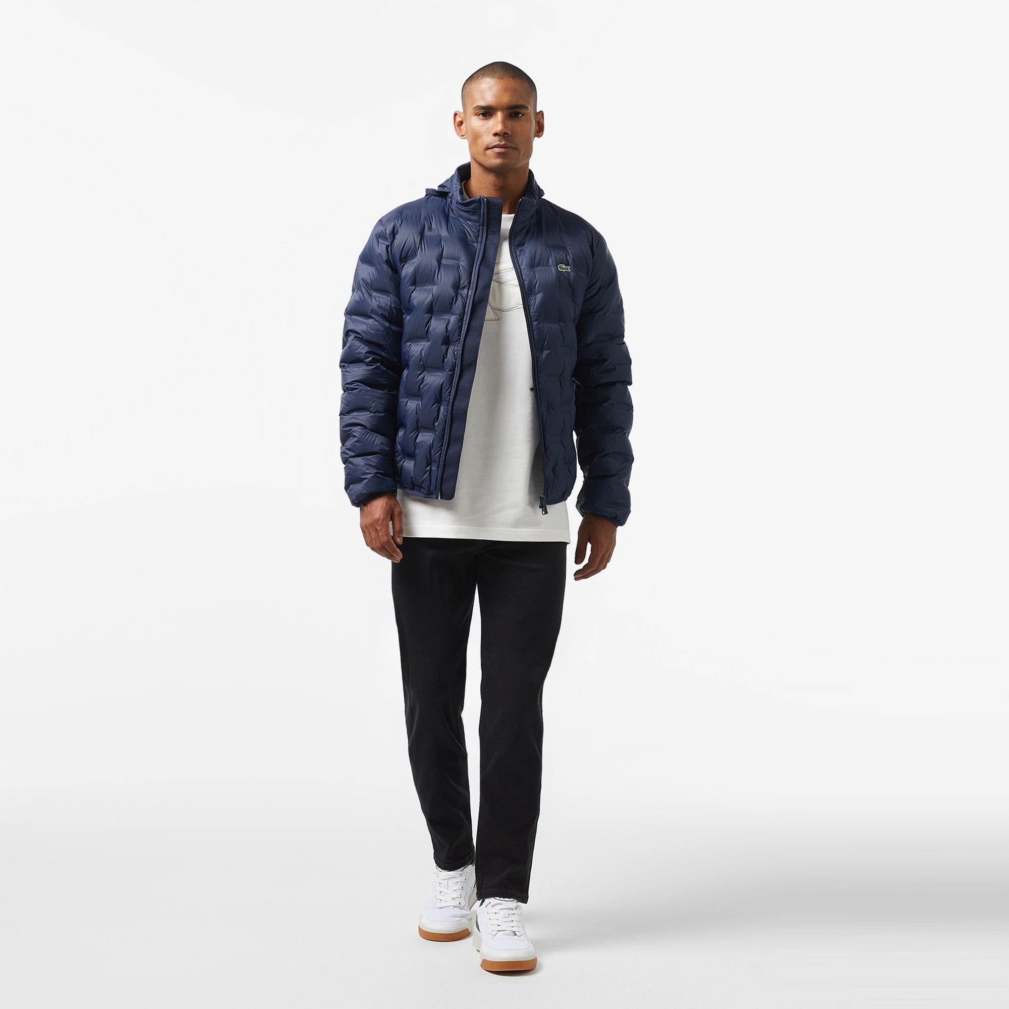 Lacoste Erkek Regular Fit Kapüşonlu Kapitone Lacivert Mont