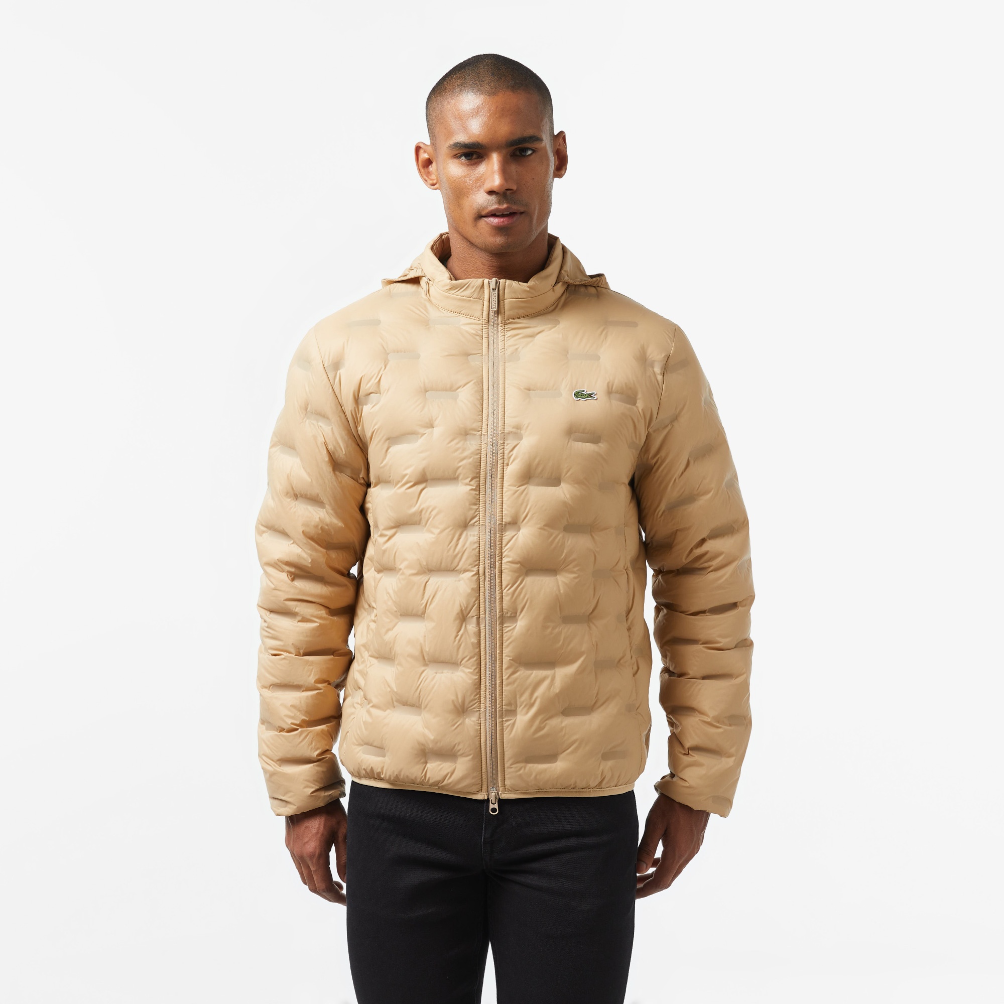 Lacoste Erkek Regular Fit Kapüşonlu Kapitone Kahverengi Mont