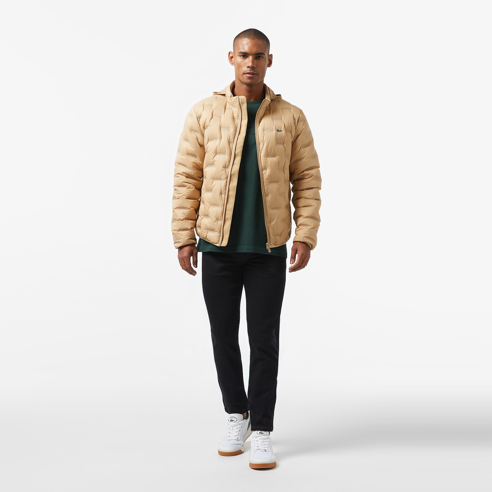 Lacoste Erkek Regular Fit Kapüşonlu Kapitone Kahverengi Mont