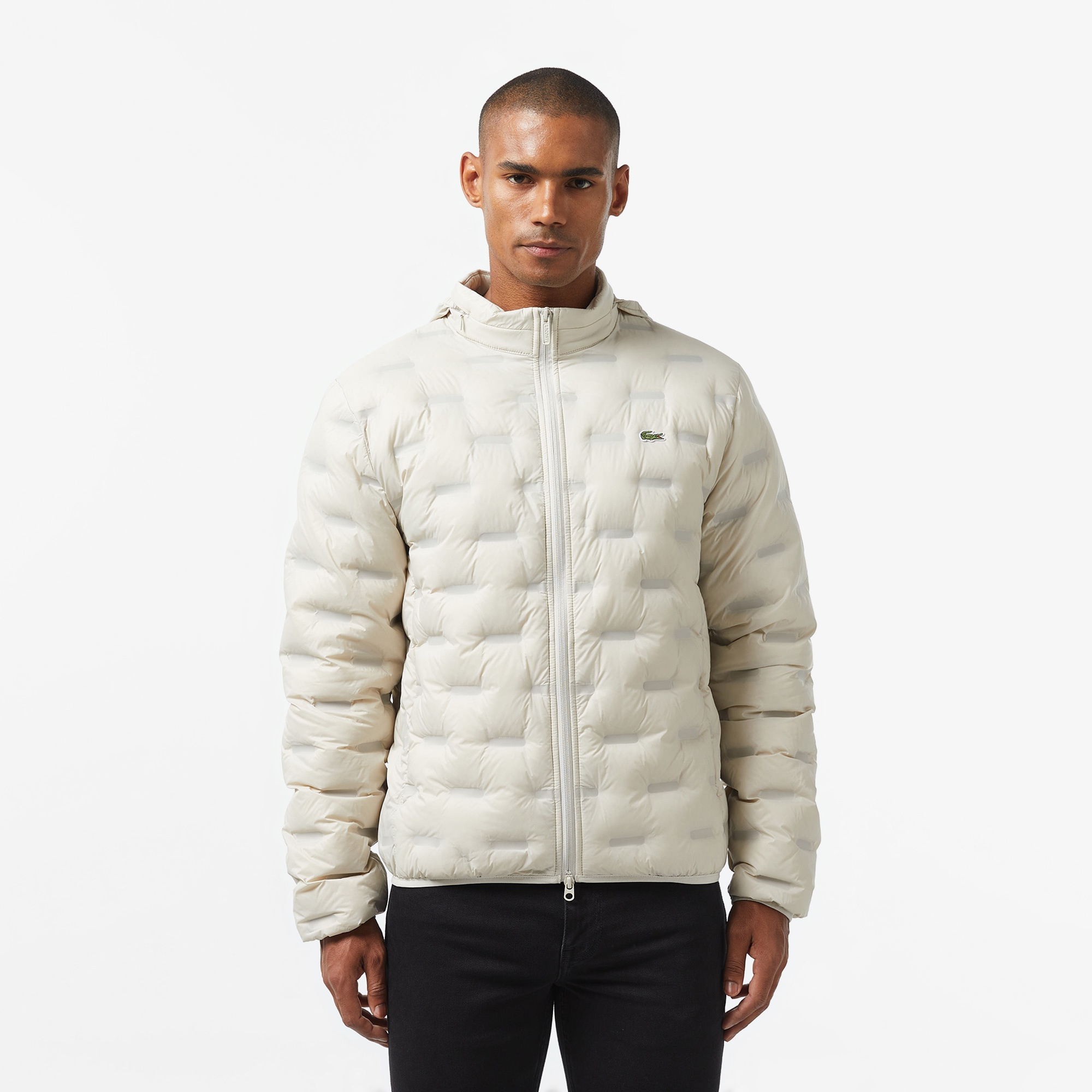 Lacoste Erkek Regular Fit Kapüşonlu Kapitone Gri Mont