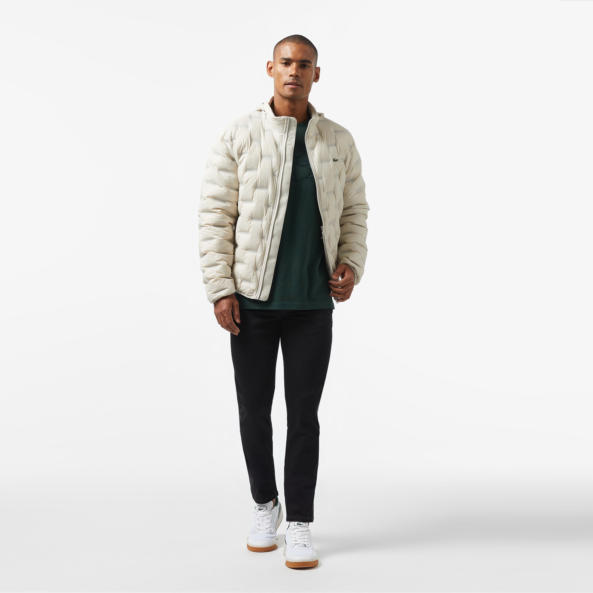 Lacoste Erkek Regular Fit Kapüşonlu Kapitone Gri Mont