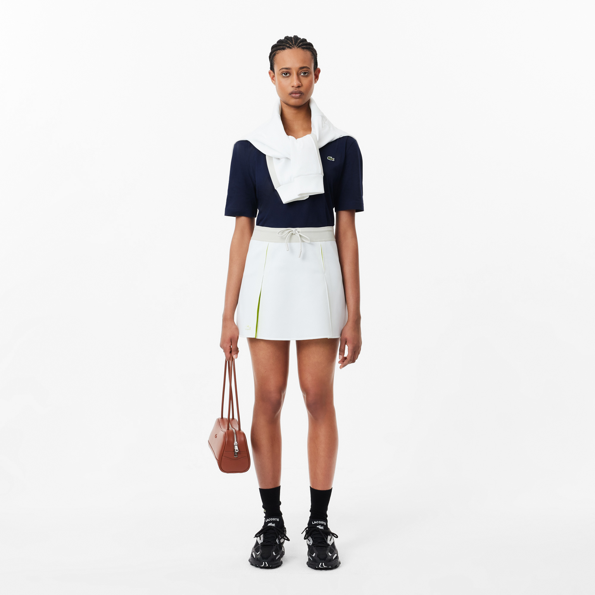 Lacoste Kadın Relaxed Fit V Yaka Lacivert T-Shirt görsel 4
