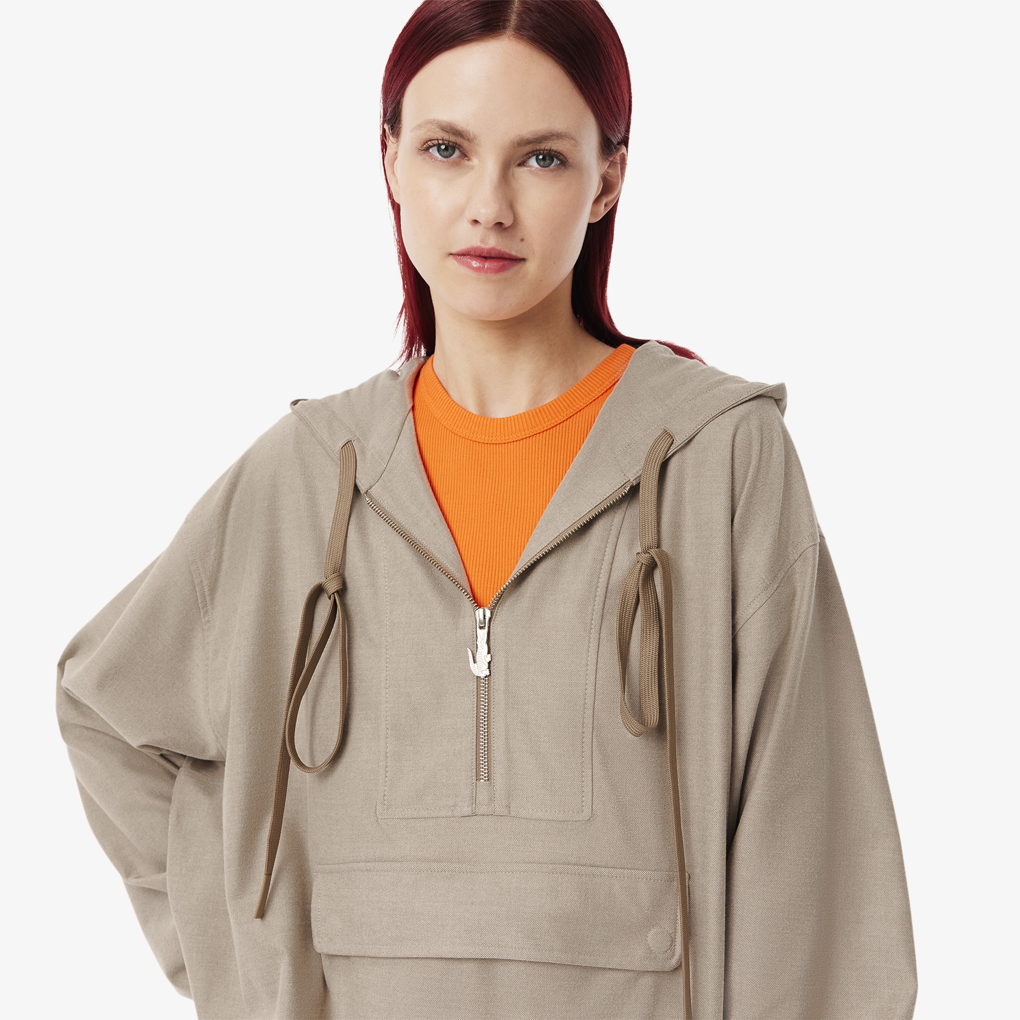 Lacoste Kadın Oversize Fit Kapüşonlu Bej Ceket