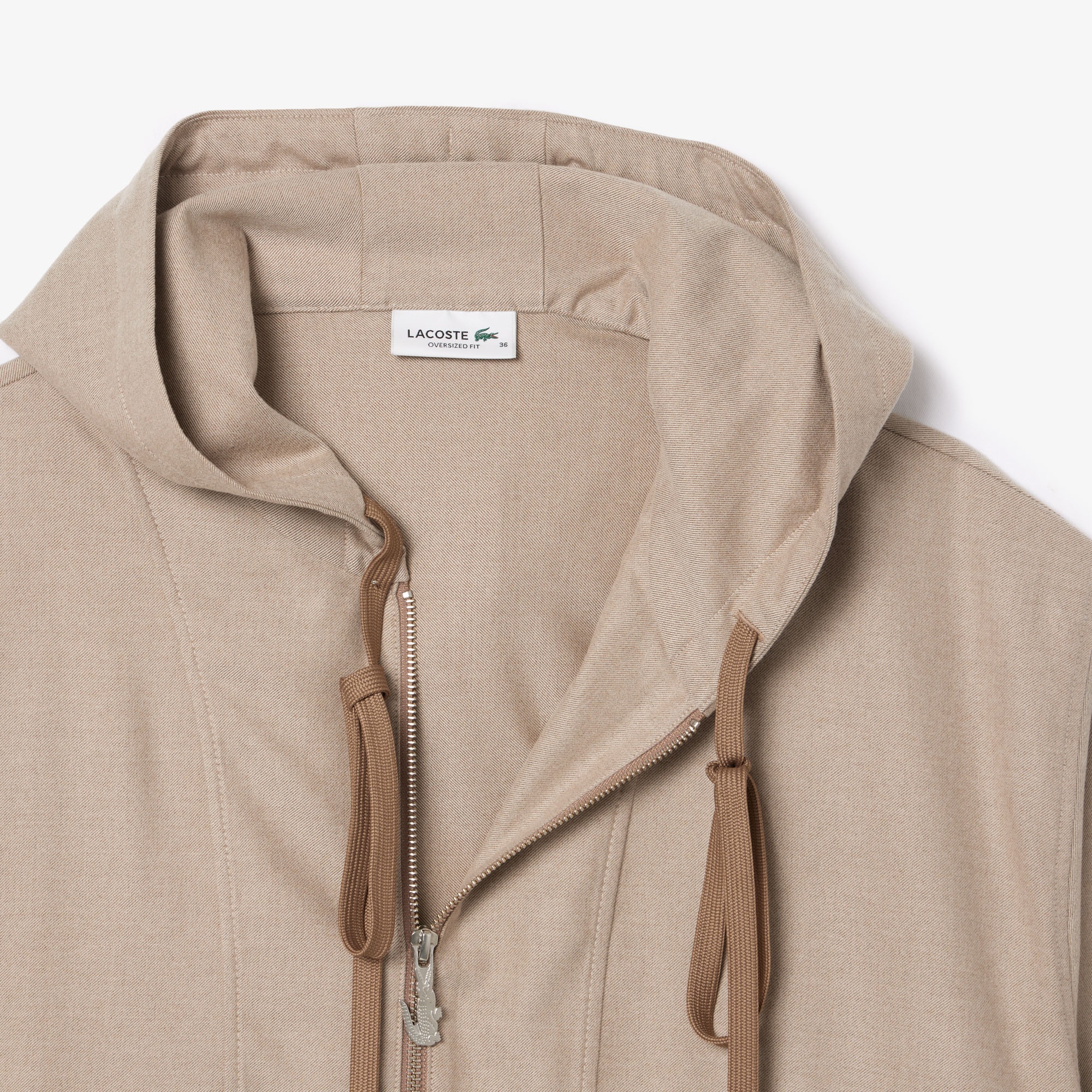 Lacoste Kadın Oversize Fit Kapüşonlu Bej Ceket