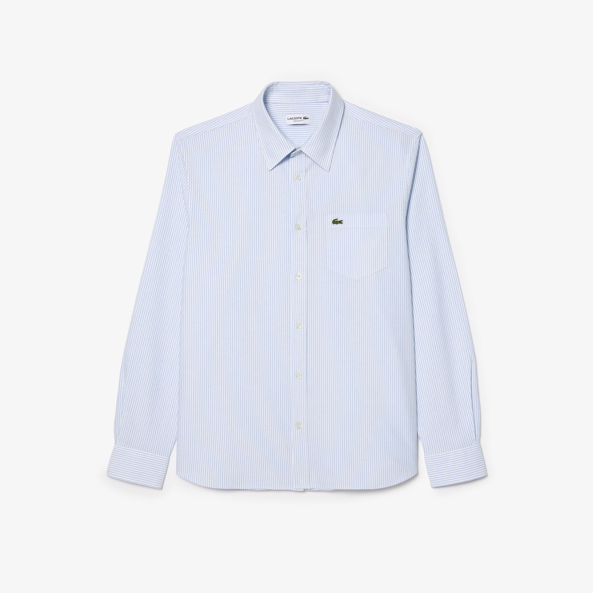 Erkek Regular Fit Çizgili Organik Pamuk Açık Mavi Gömlek