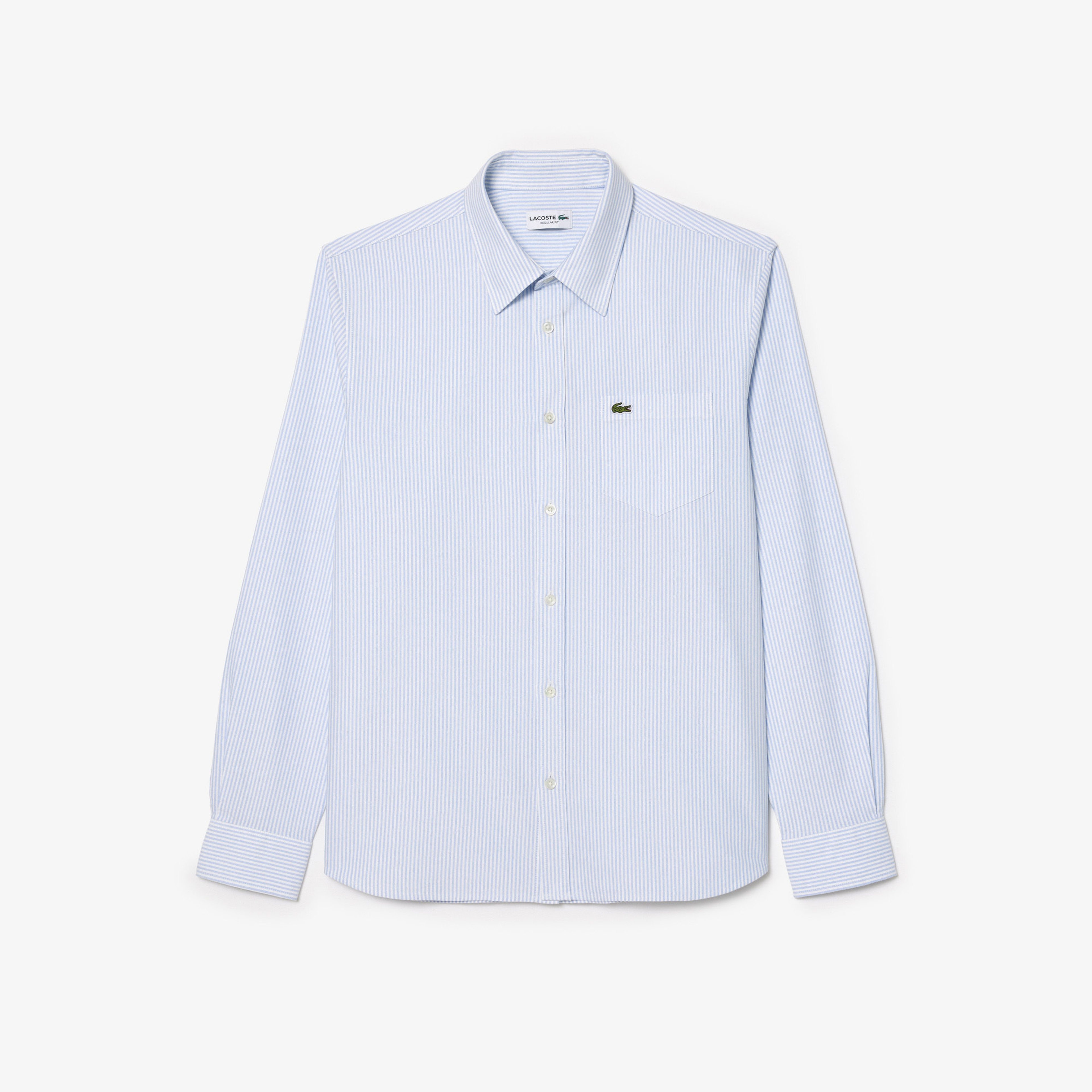 Erkek Regular Fit Çizgili Organik Pamuk Açık Mavi Gömlek