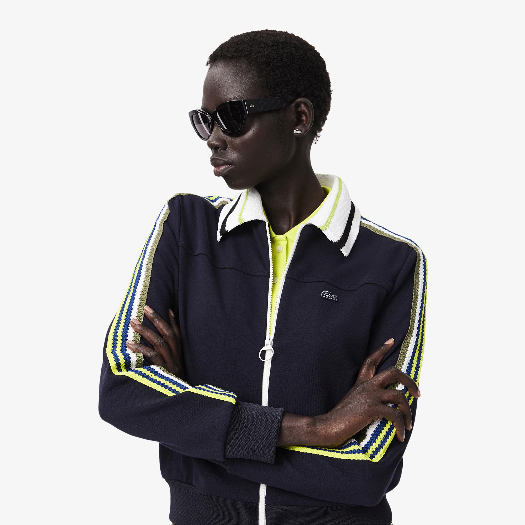 Lacoste Kadın Regular Fit Gömlek Yaka Lacivert Sweatshirt