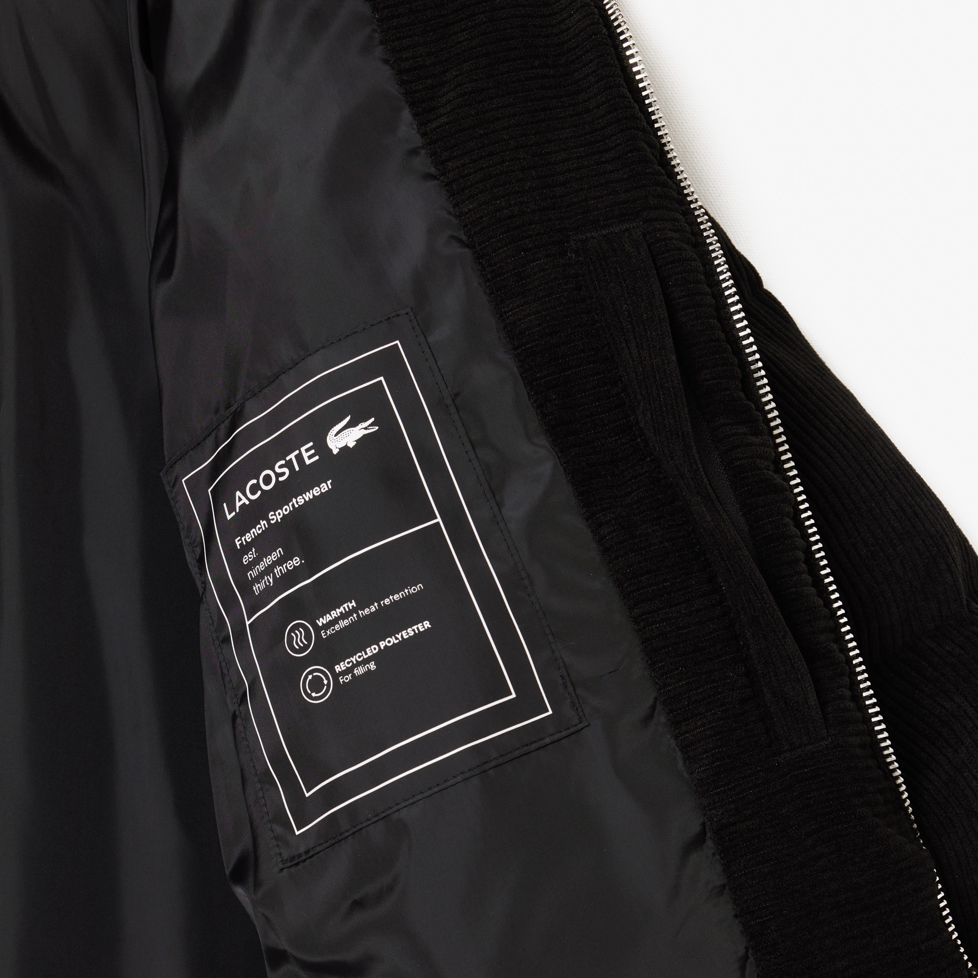 Lacoste Erkek Relaxed Fit Dik Yaka Siyah Şişme Mont