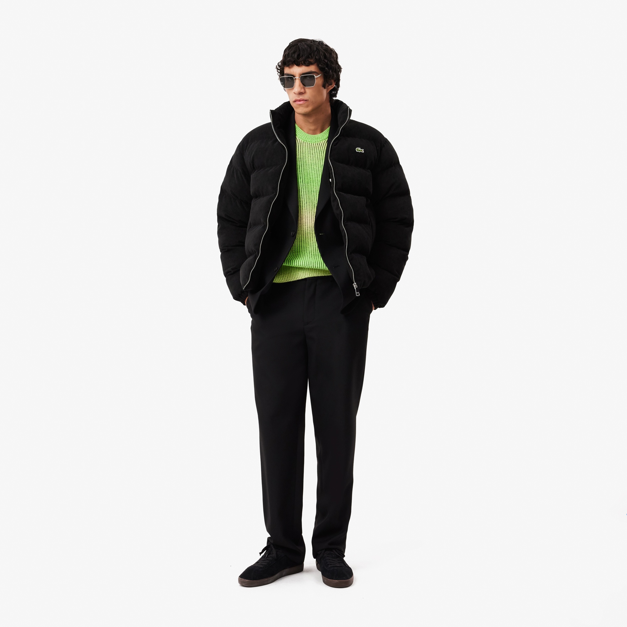 Lacoste Erkek Relaxed Fit Dik Yaka Siyah Şişme Mont