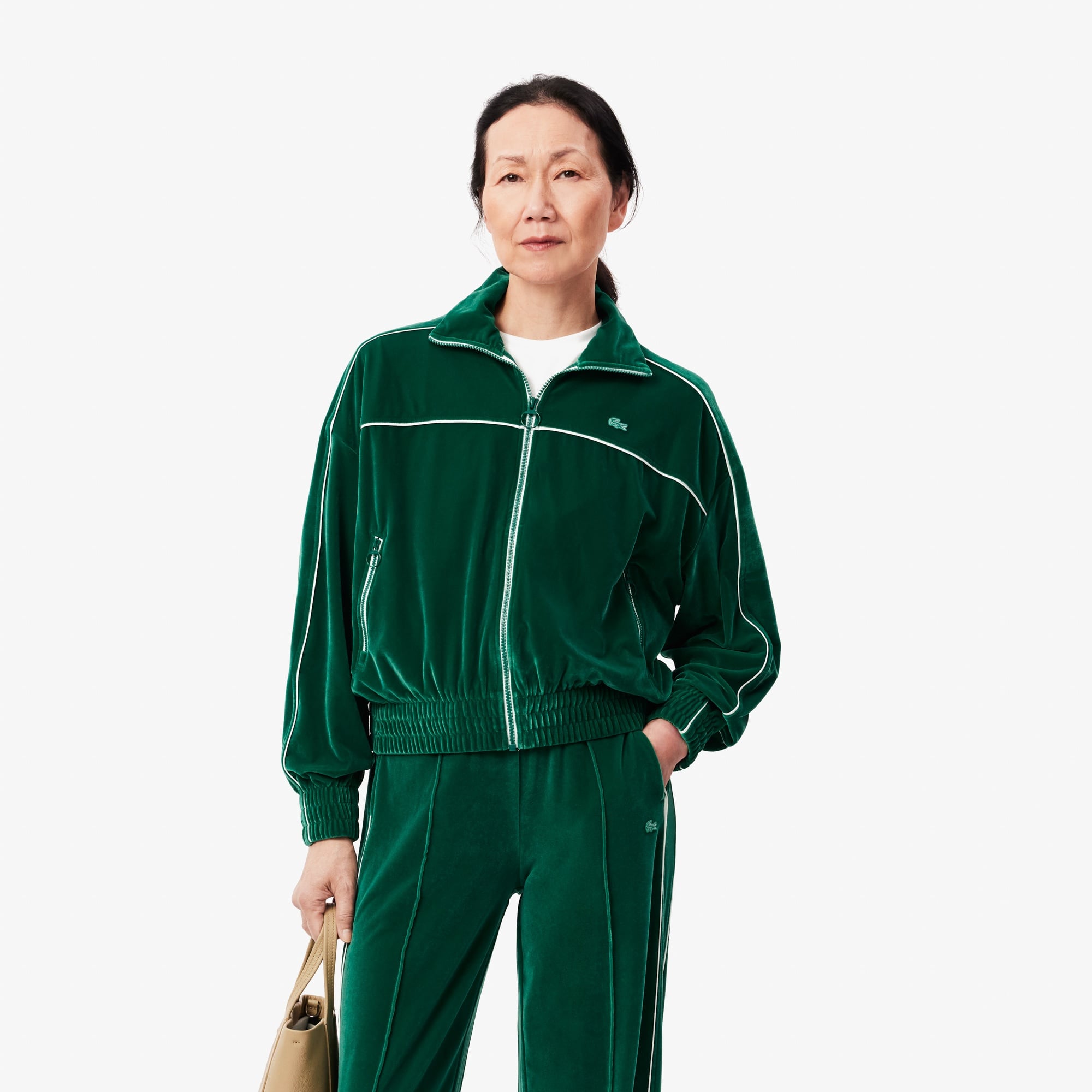 Lacoste Kadın Oversize Fit Bisiklet Yaka Koyu Yeşil Sweatshirt