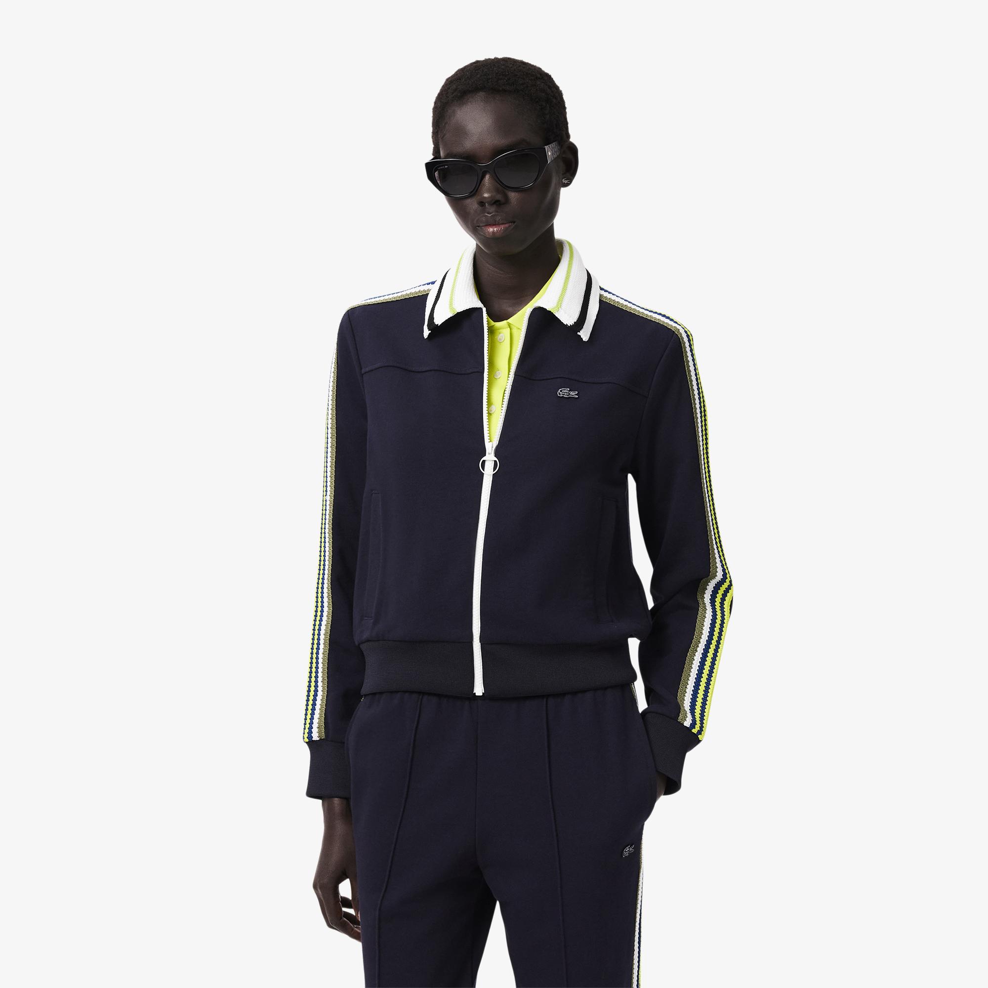 Lacoste Kadın Regular Fit Gömlek Yaka Lacivert Sweatshirt