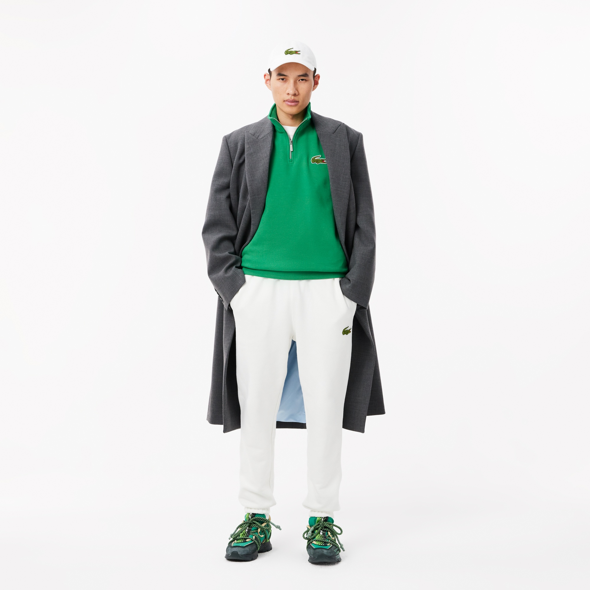 Lacoste Unisex Loose Fit Yarım Fermuarlı Organik Pamuk Yeşil Sweatshirt