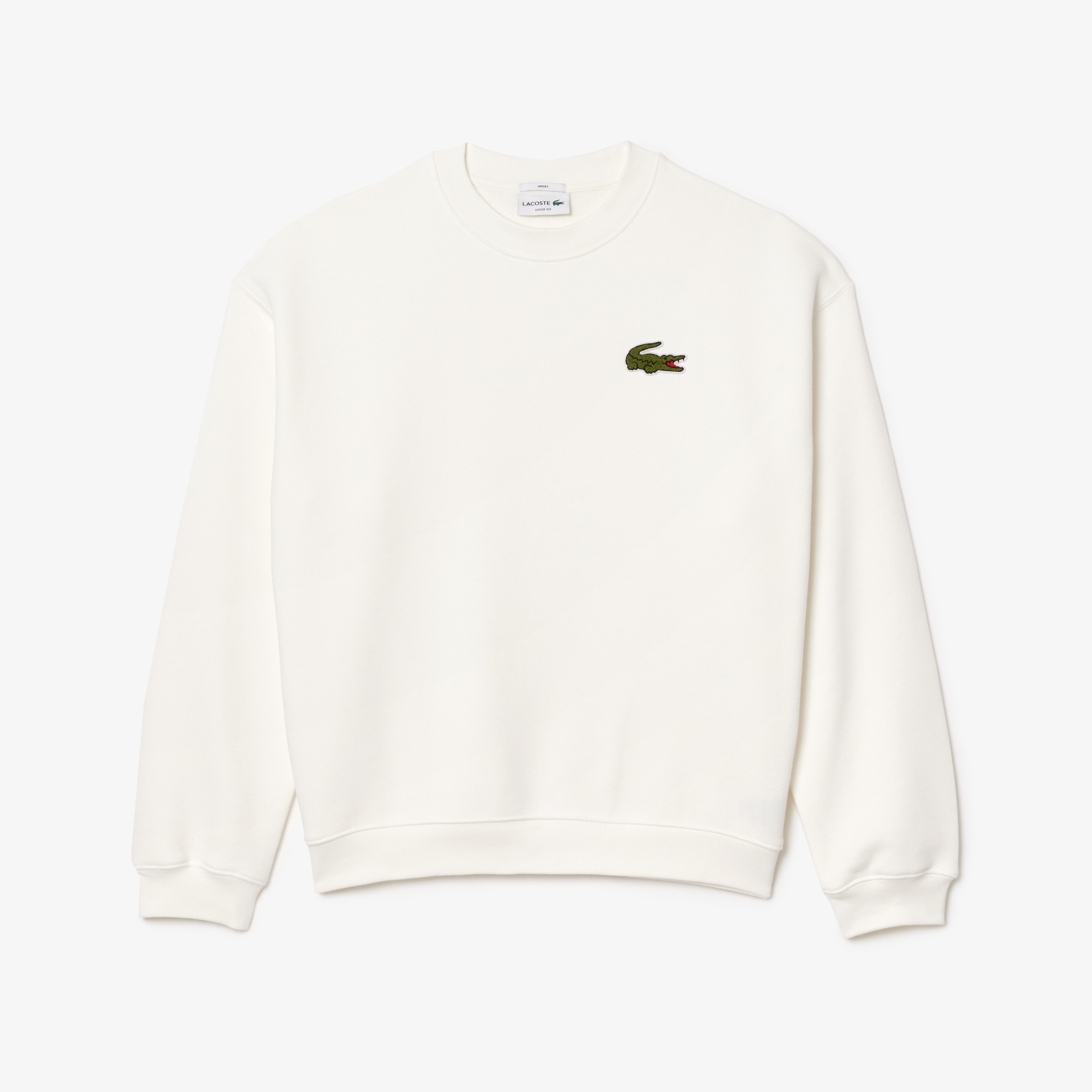 Lacoste Unisex Loose Fit Bisiklet Yaka Organik Pamuk Beyaz Sweatshirt