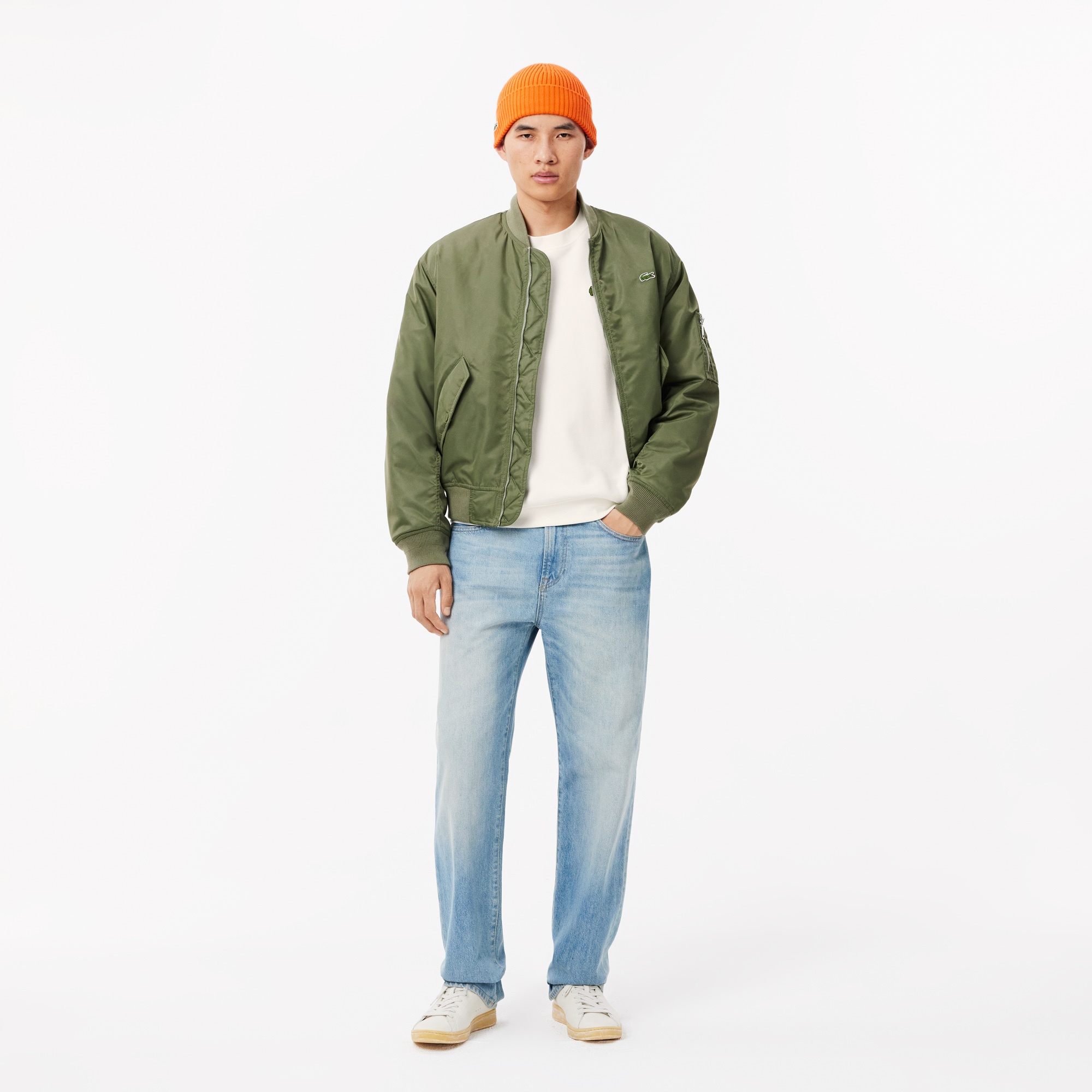 Lacoste Unisex Loose Fit Bisiklet Yaka Organik Pamuk Beyaz Sweatshirt