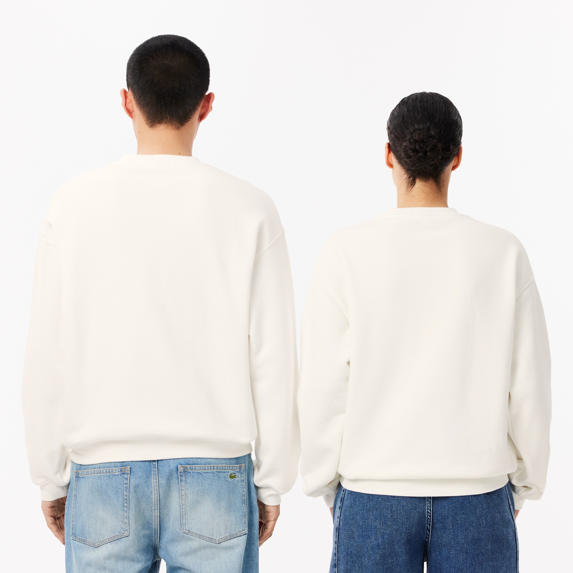 Lacoste Unisex Loose Fit Bisiklet Yaka Organik Pamuk Beyaz Sweatshirt