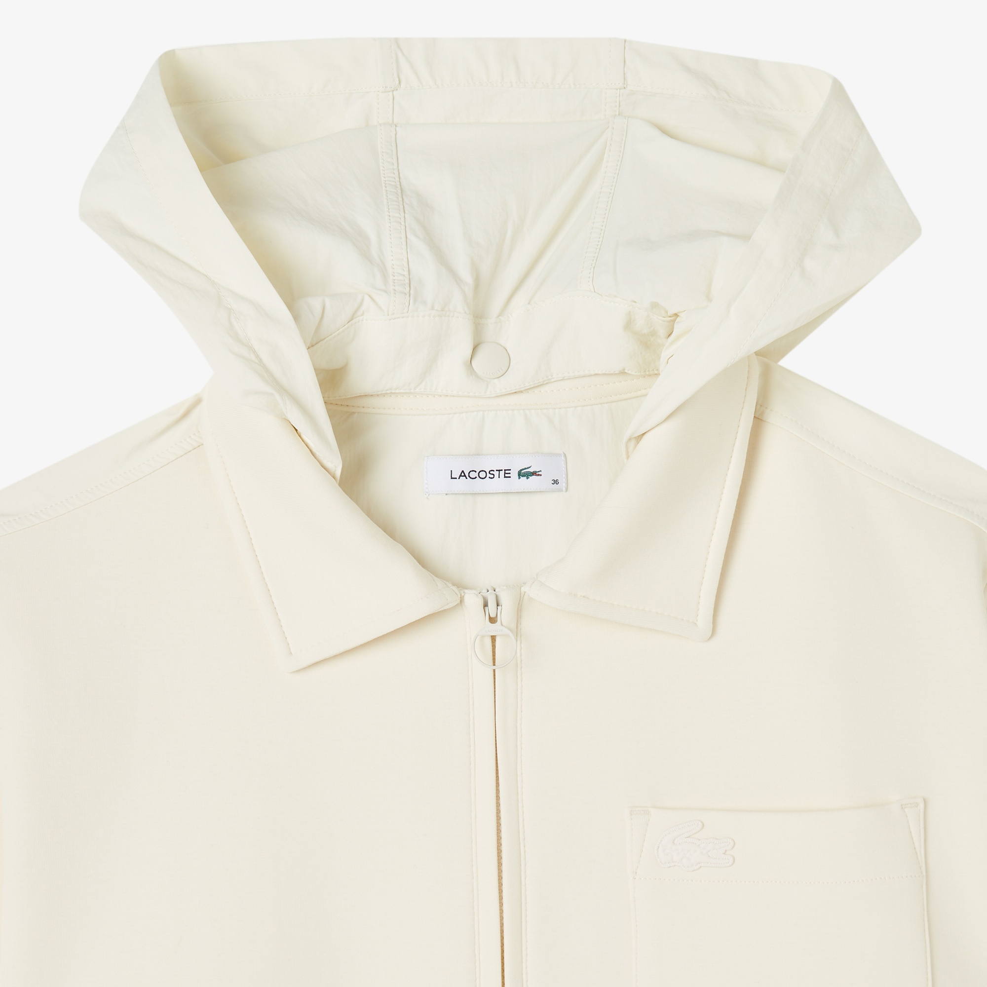 Lacoste Kadın Relaxed Fit Kapüşonlu Beyaz Ceket