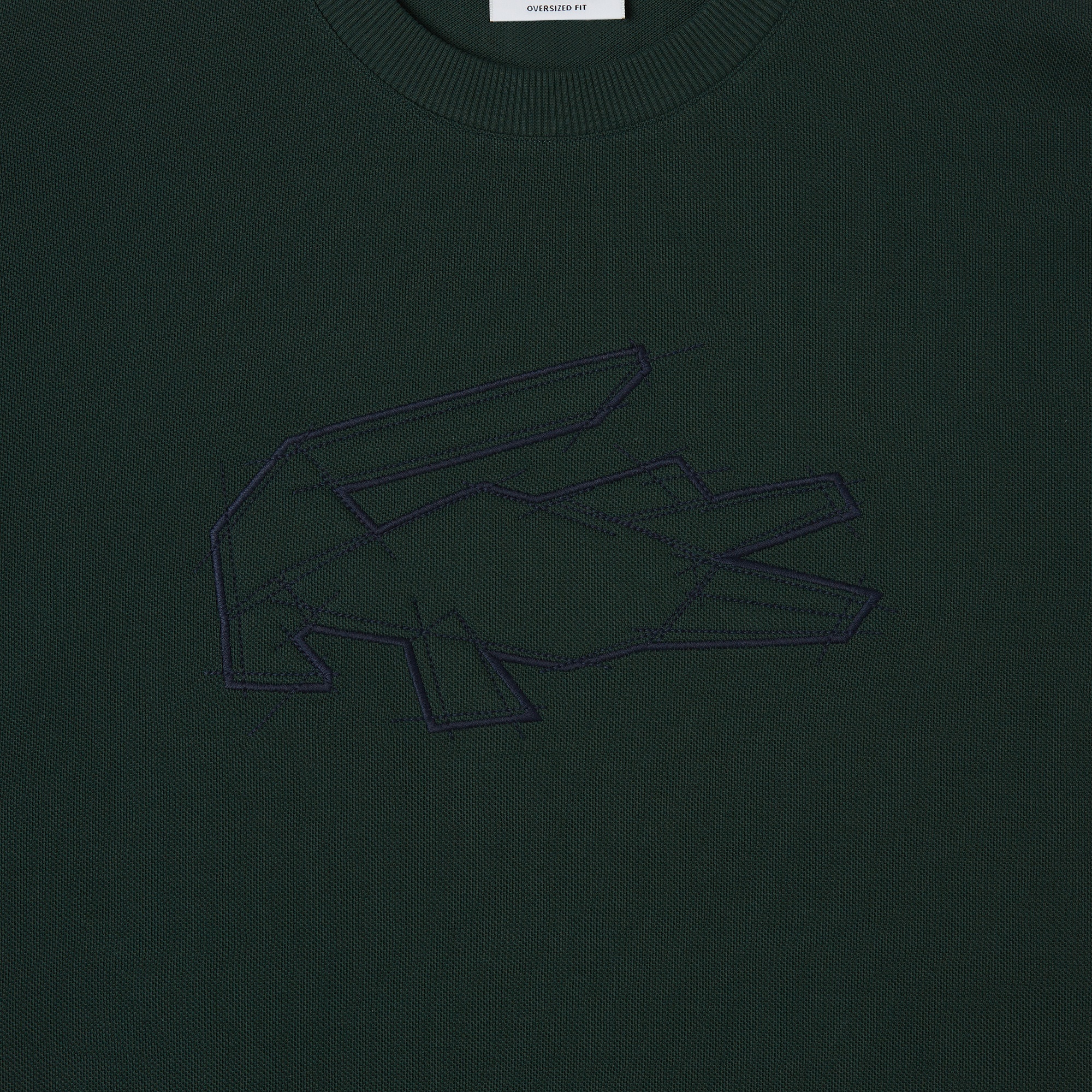 Lacoste Erkek Oversize Fit Bisiklet Yaka Baskılı Koyu Yeşil T-Shirt