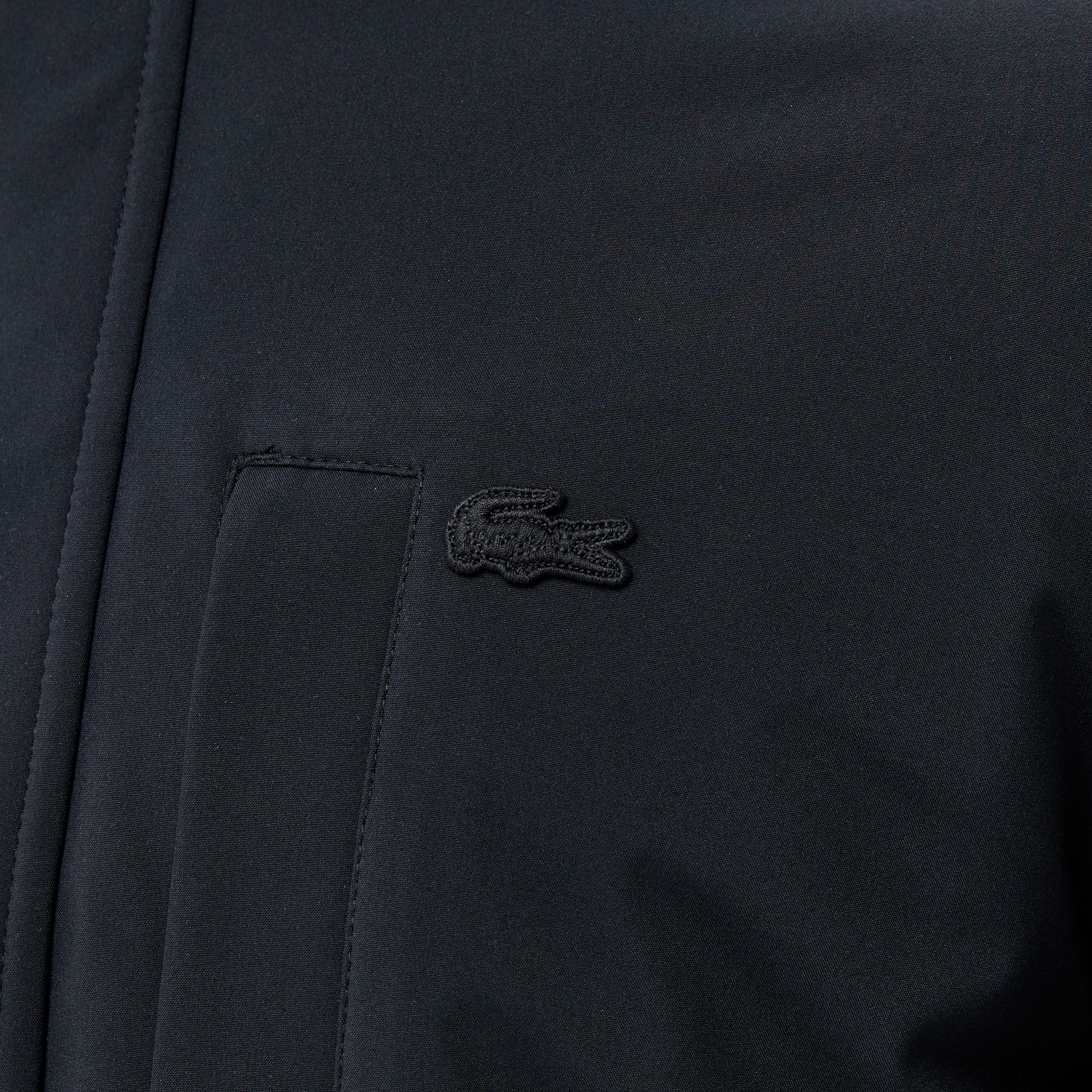 Lacoste Erkek Regular Fit Kapüşonlu Baskılı Siyah Yağmurluk