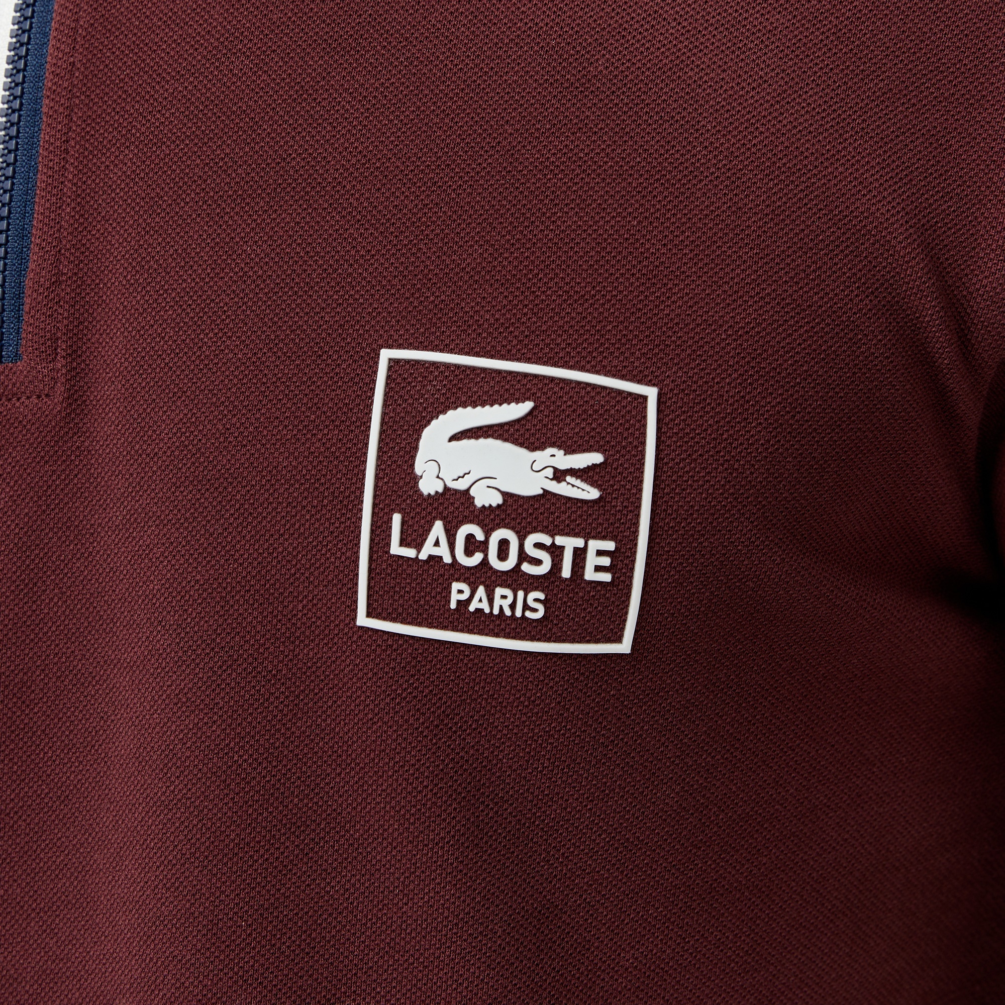 Lacoste Erkek Regular Fit Uzun Kollu Yarım Fermuarlı Bordo Polo