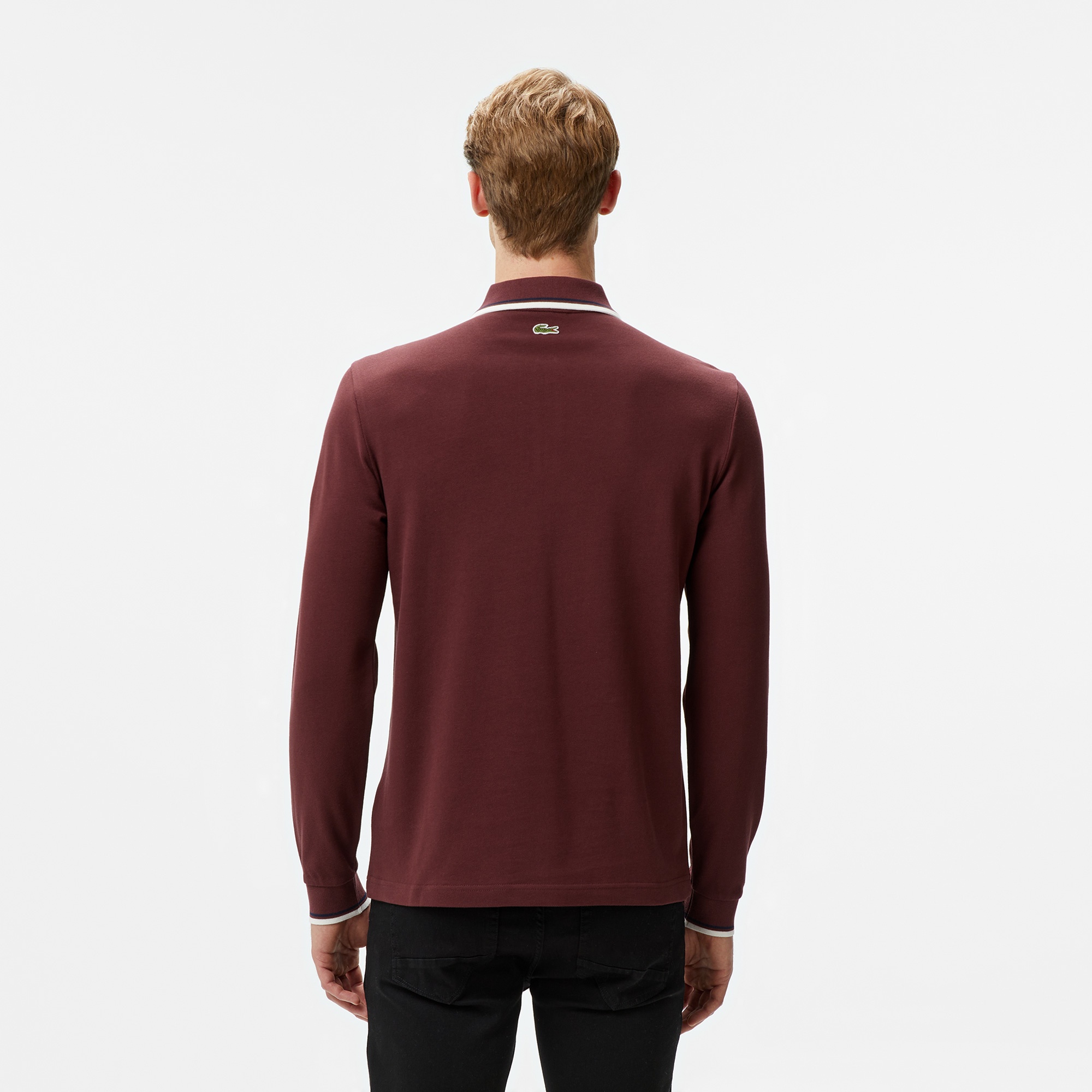 Lacoste Erkek Regular Fit Uzun Kollu Yarım Fermuarlı Bordo Polo