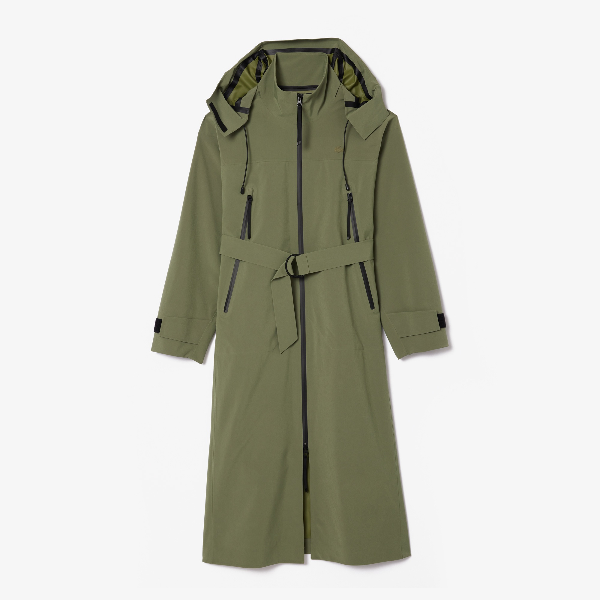 Lacoste Kadın Oversize Fit Uzun Kollu Kapüşonlu Haki Trençkot