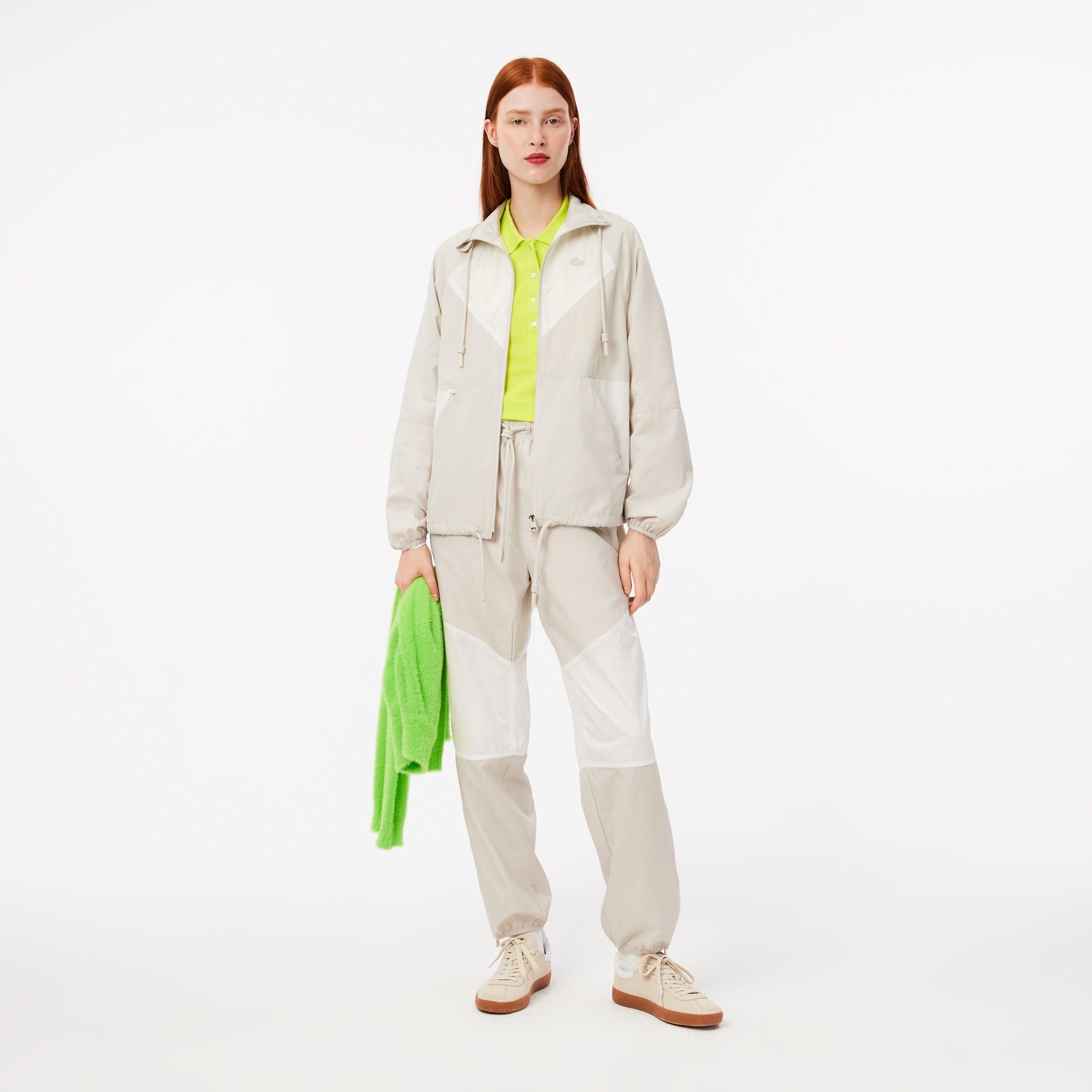 Lacoste Kadın Straight Fit Renk Bloklu Gri Eşofman Altı