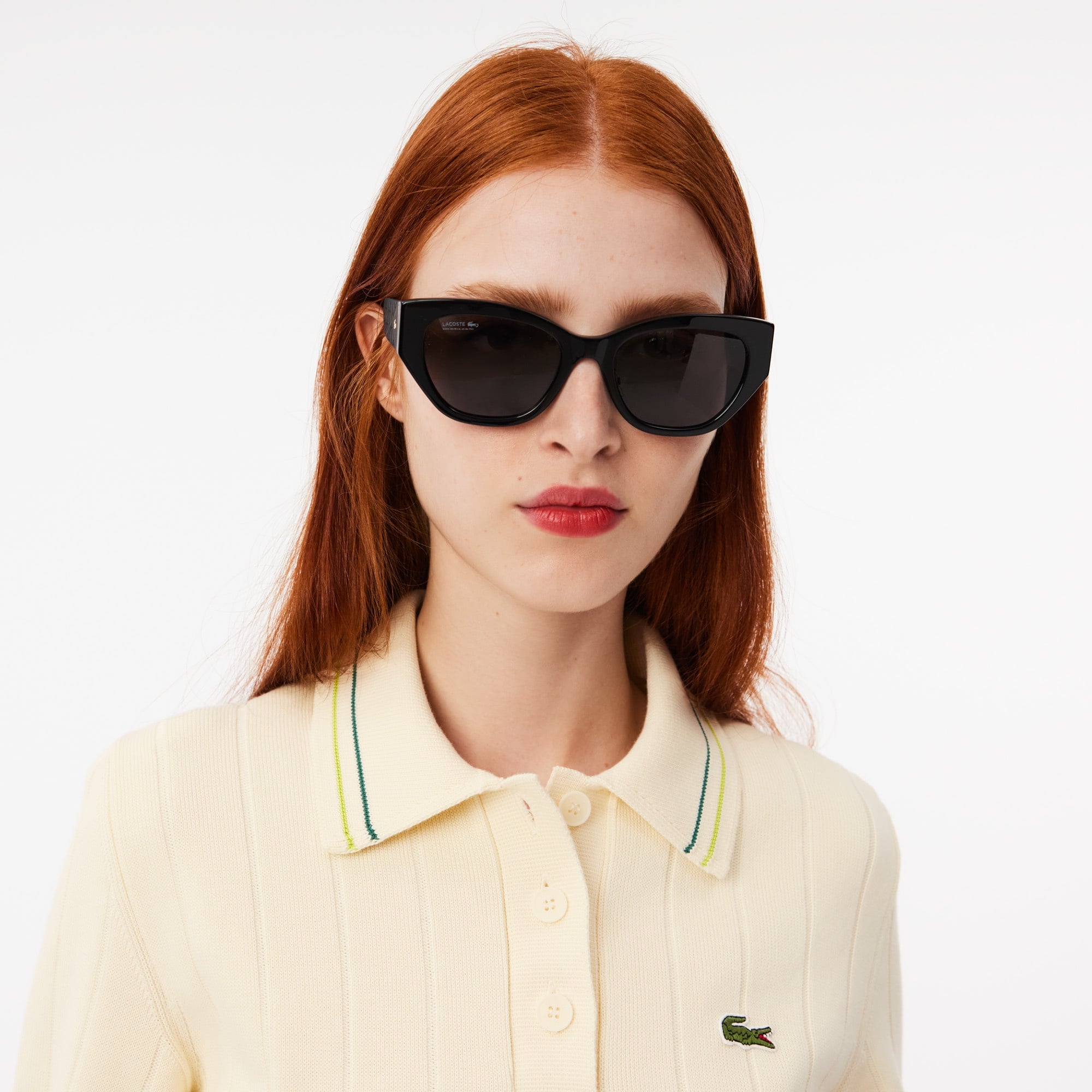 Lacoste Kadın Relaxed Fit Kısa Kollu Polo Yaka Krem Triko