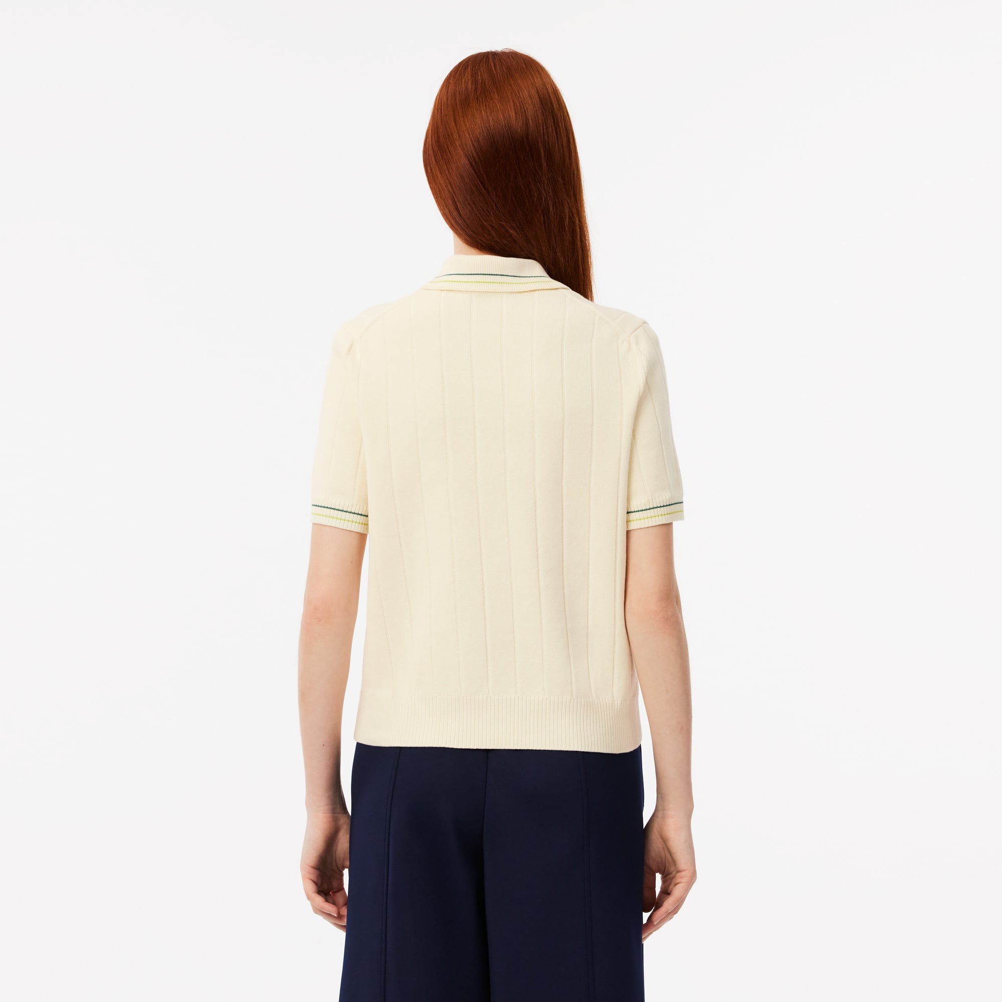Lacoste Kadın Relaxed Fit Kısa Kollu Polo Yaka Krem Triko