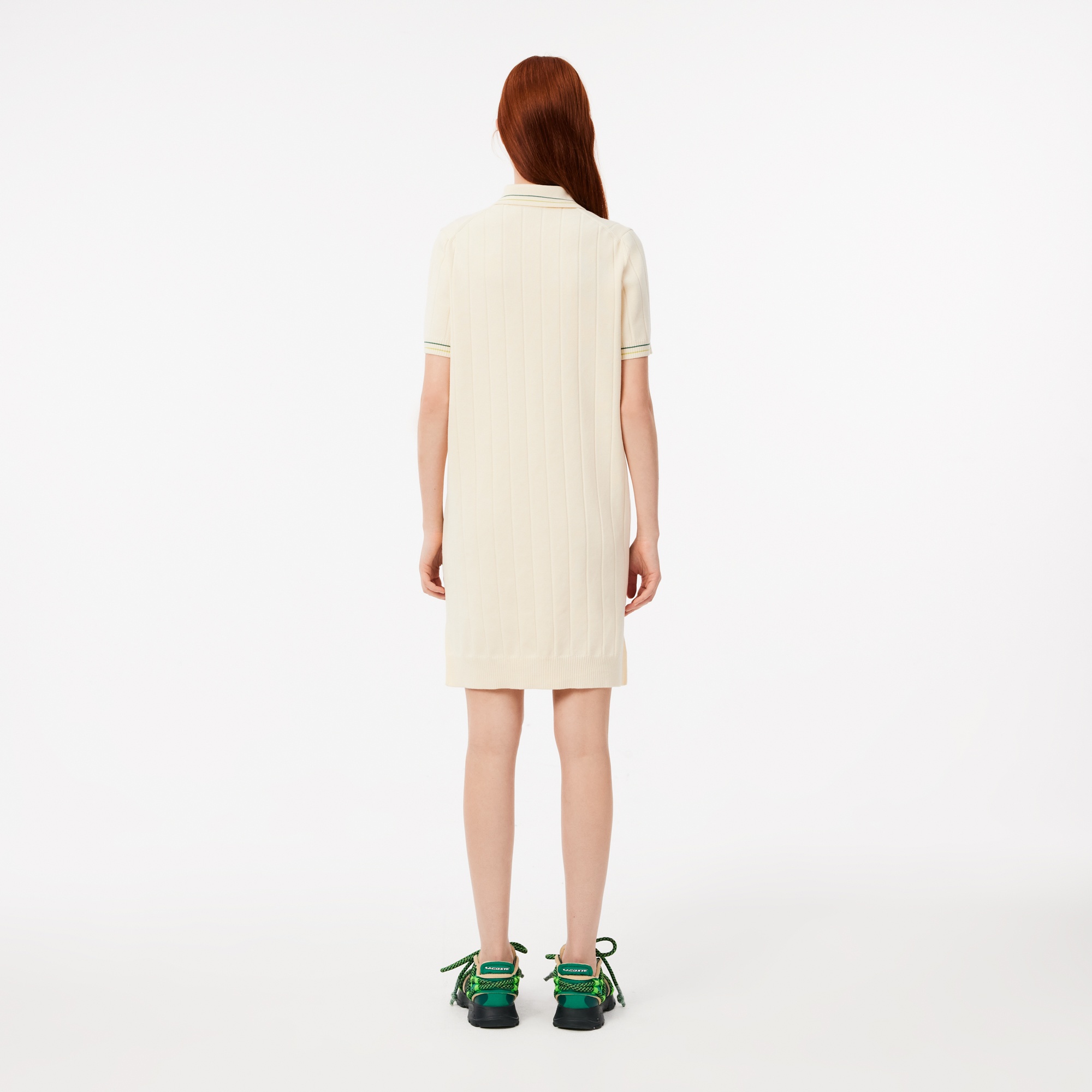 Lacoste Kadın Regular Fit Kısa Kollu Polo Yaka Krem Elbise