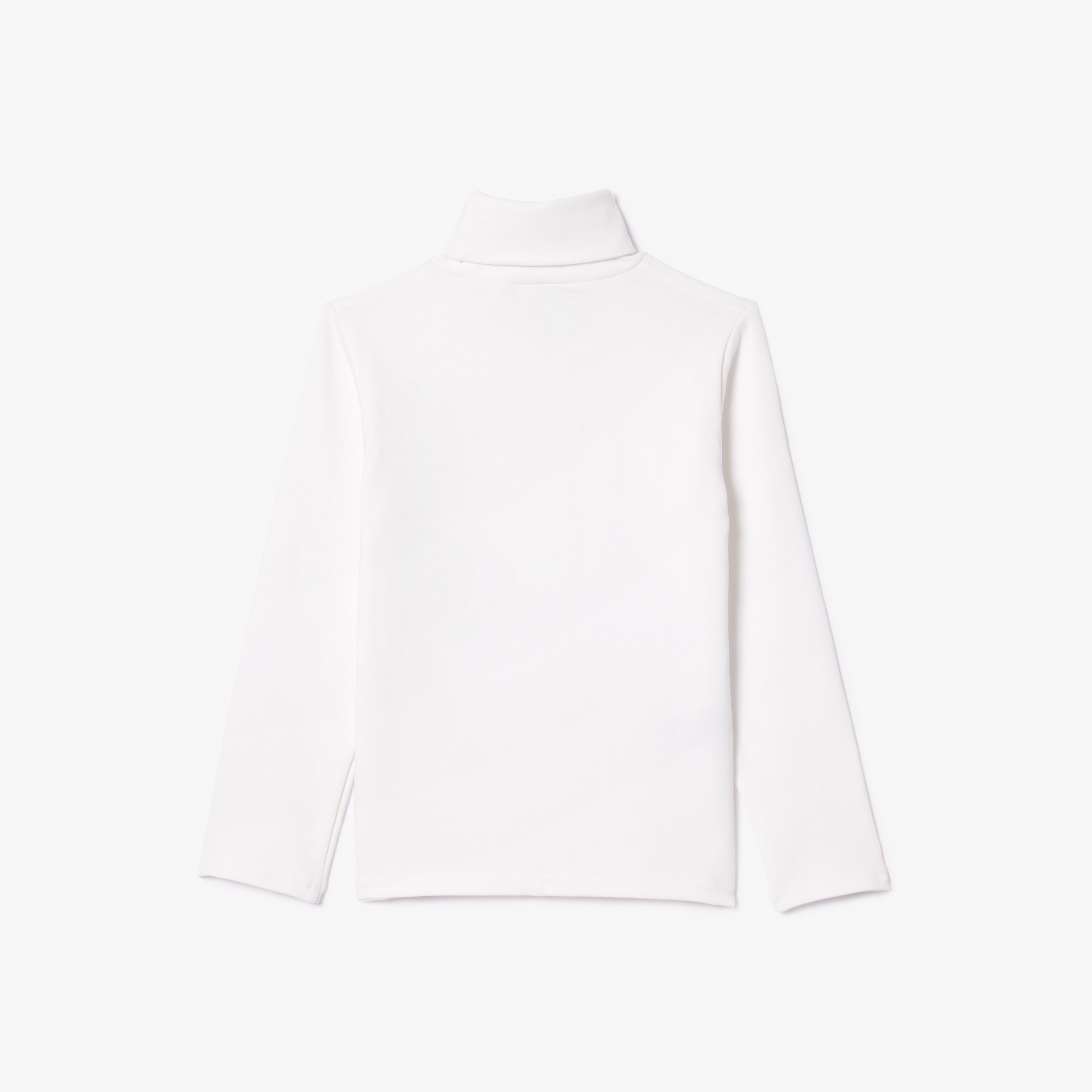 Çocuk Uzun Kollu Boğazlı Yaka Beyaz T-Shirt