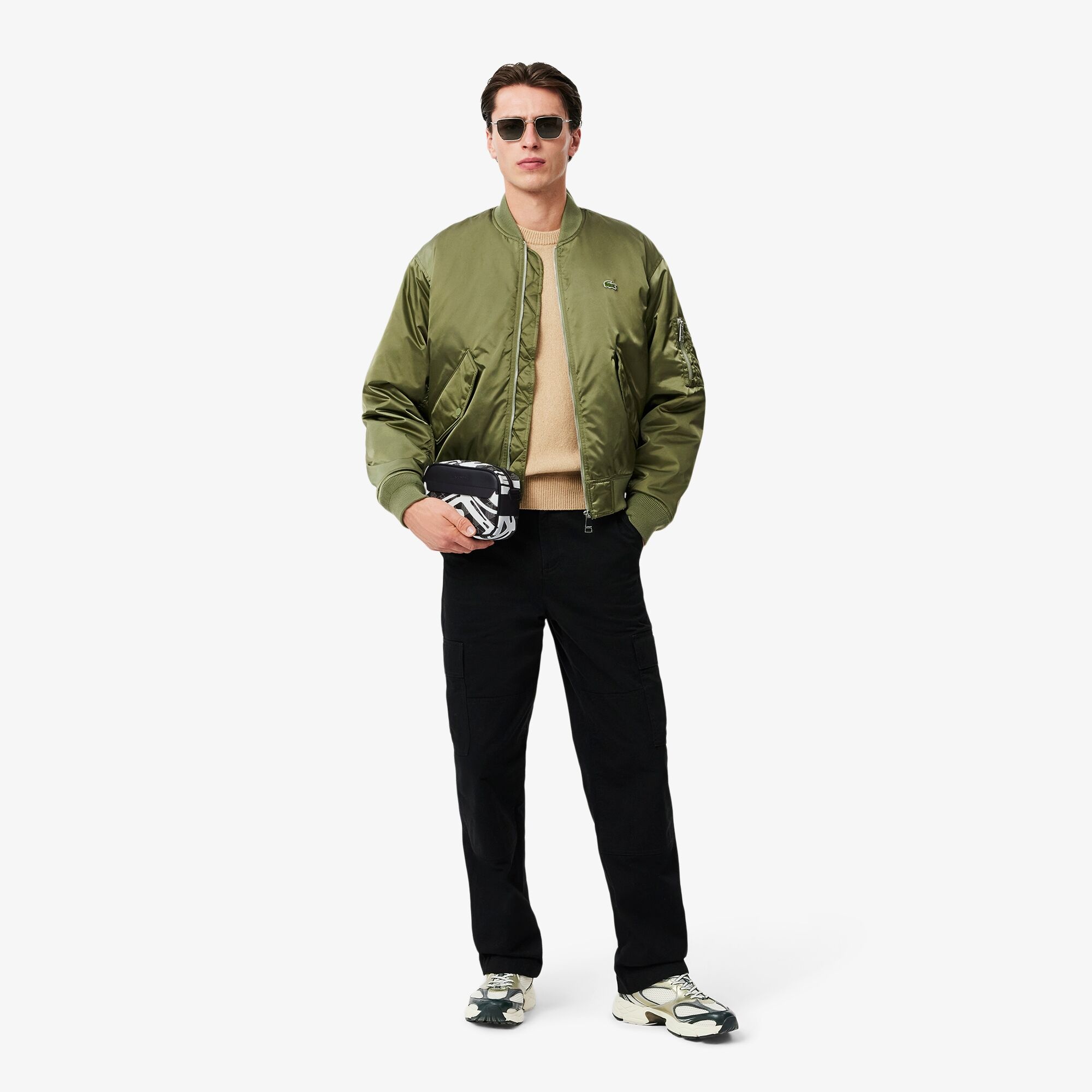 Lacoste The Blend Erkek Baskılı Monogram Siyah Postacı Çantası