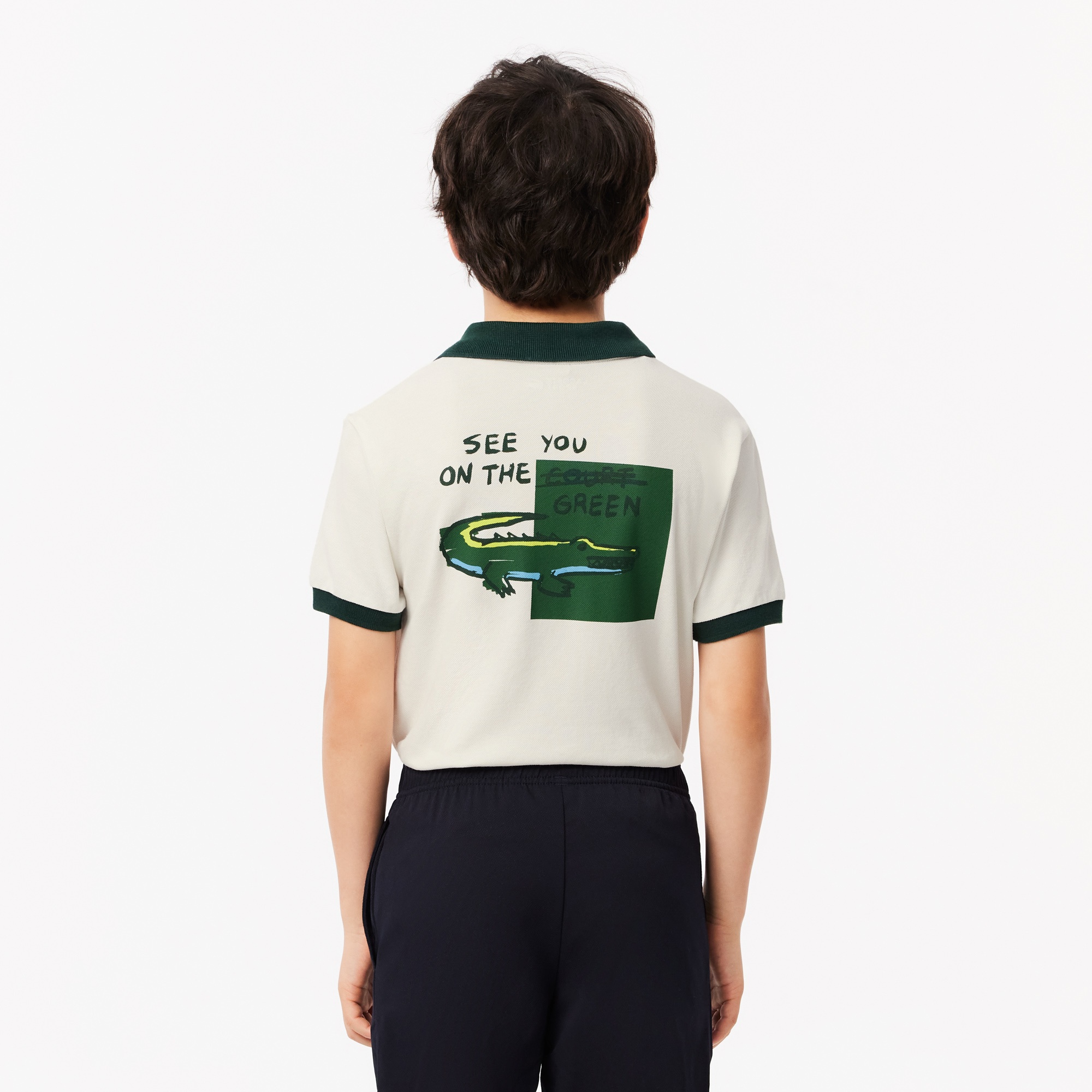 Lacoste Erkek Çocuk Kısa Kollu Baskılı Beyaz Polo