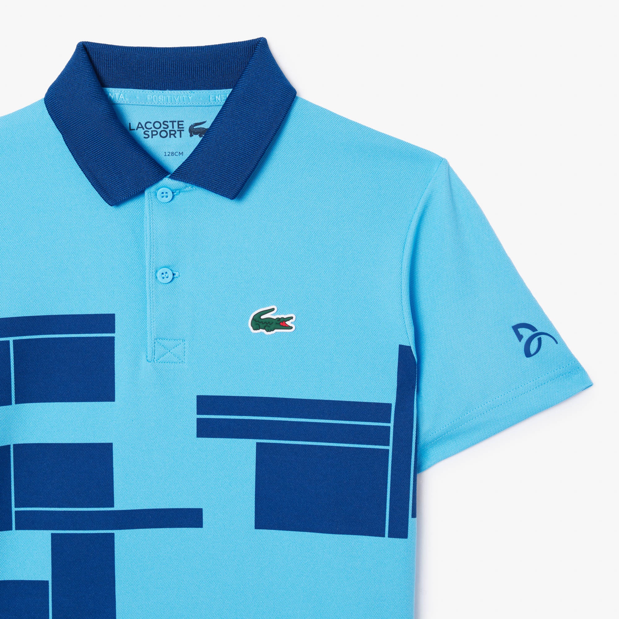 Lacoste Tenis X Novak Djokovic Erkek Çocuk Baskılı Mavi Polo
