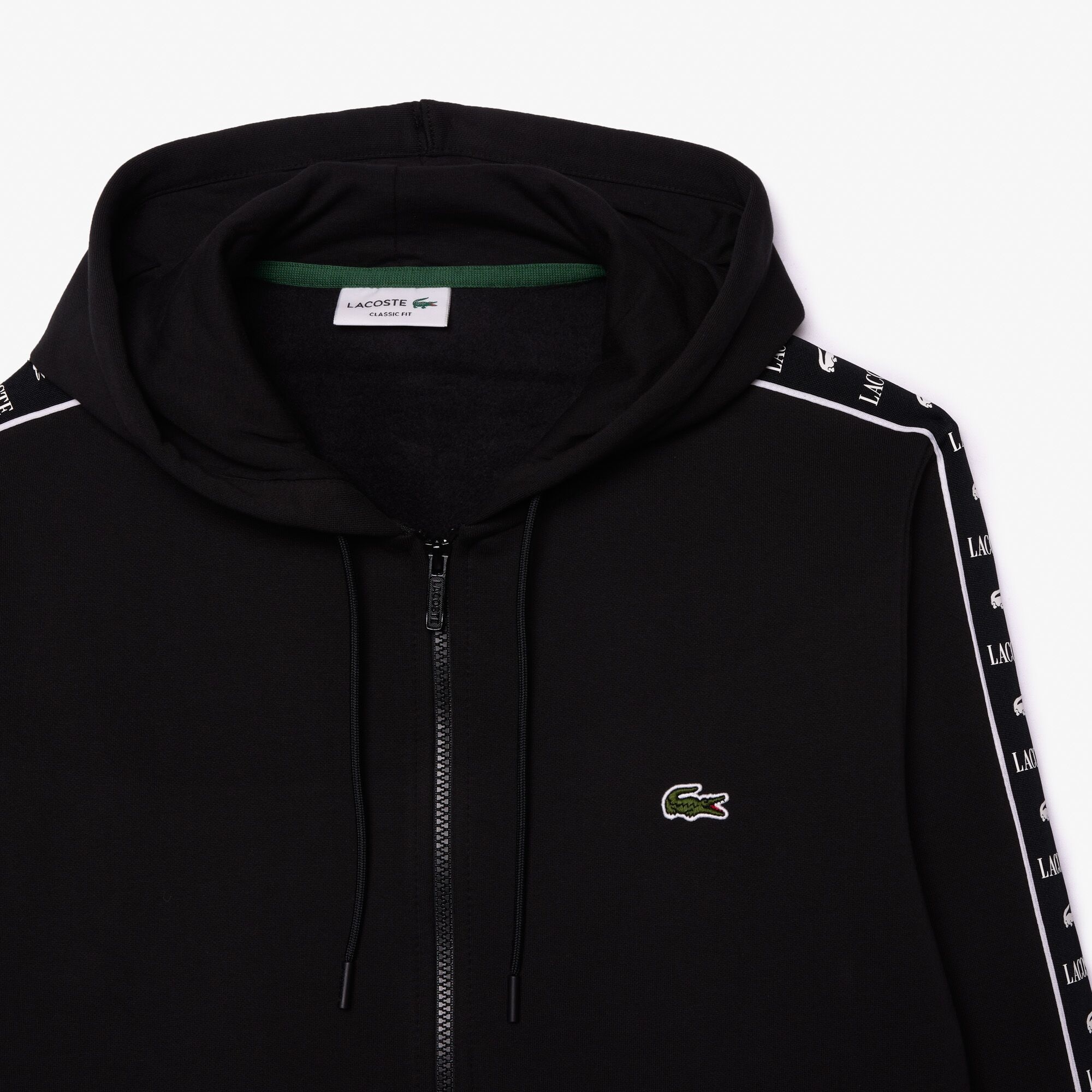Lacoste Erkek Classic Fit Kapüşonlu Baskılı Siyah Sweatshirt