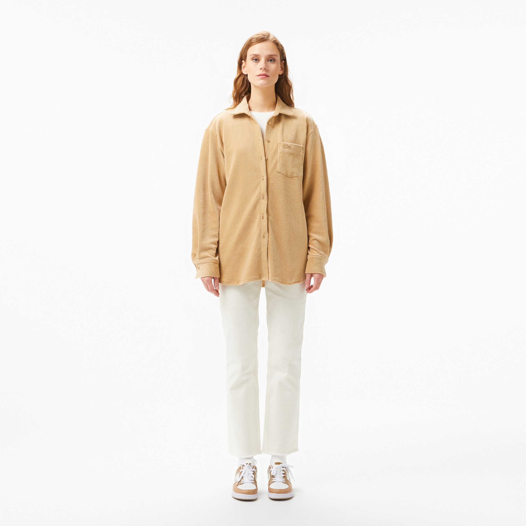 Lacoste Kadın Loose Fit Kahverengi Gömlek