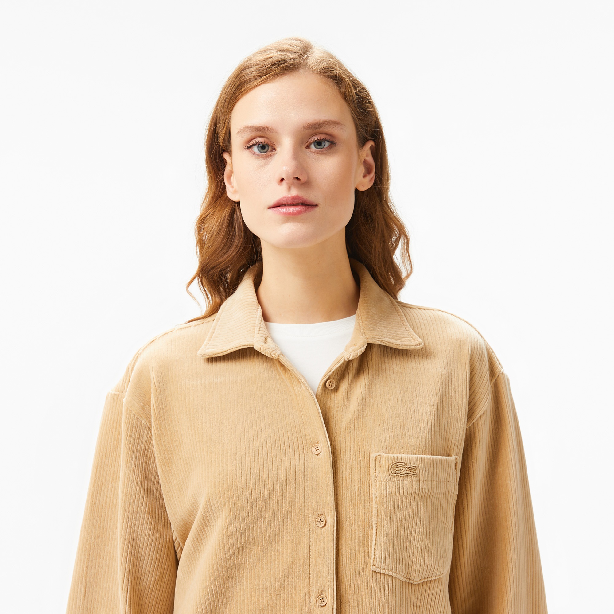 Lacoste Kadın Loose Fit Kahverengi Gömlek