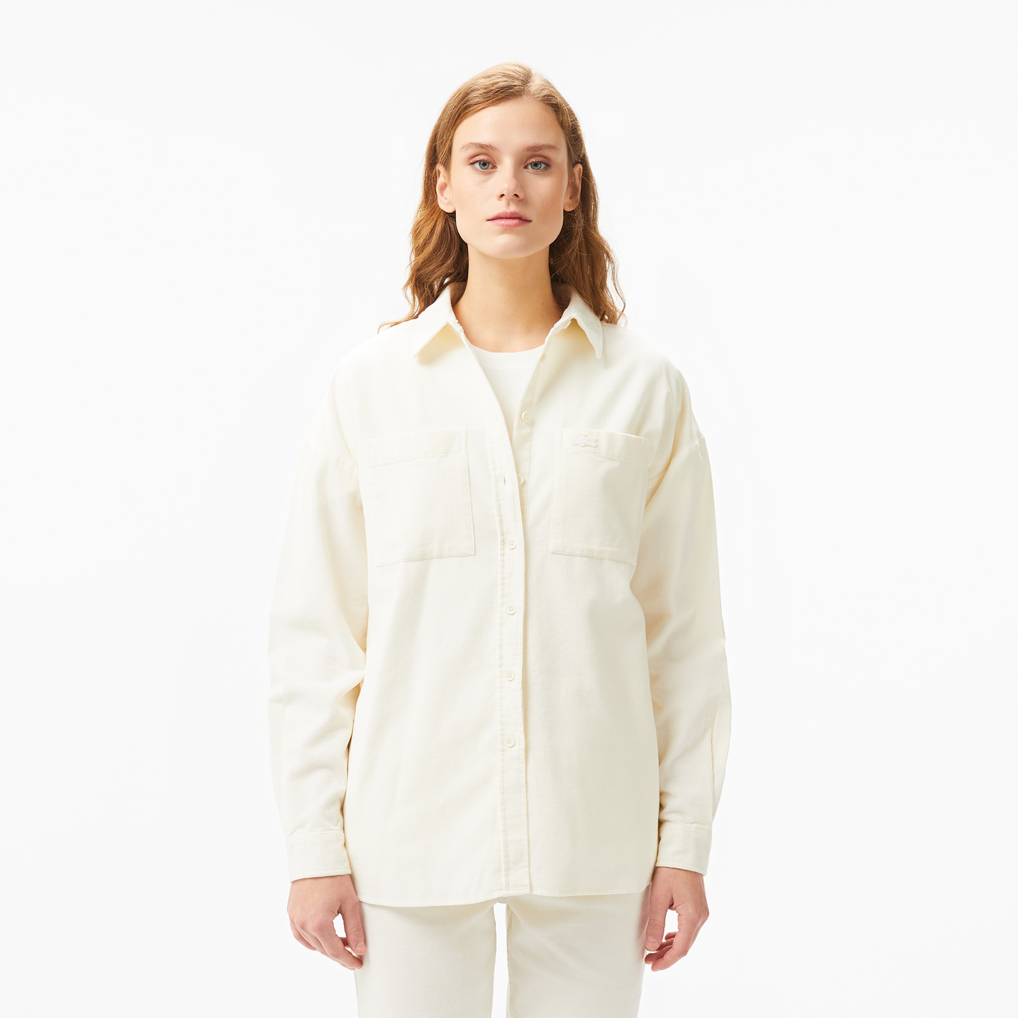 Lacoste Kadın Relaxed Fit Krem Gömlek