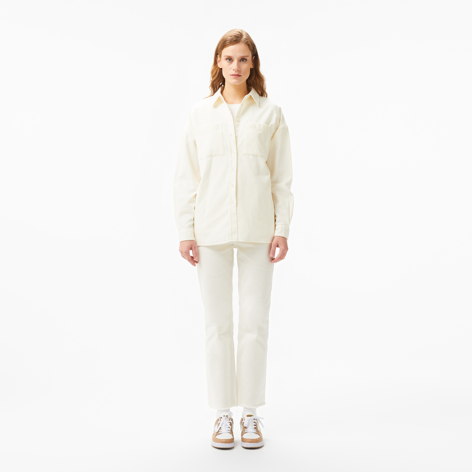 Lacoste Kadın Relaxed Fit Krem Gömlek