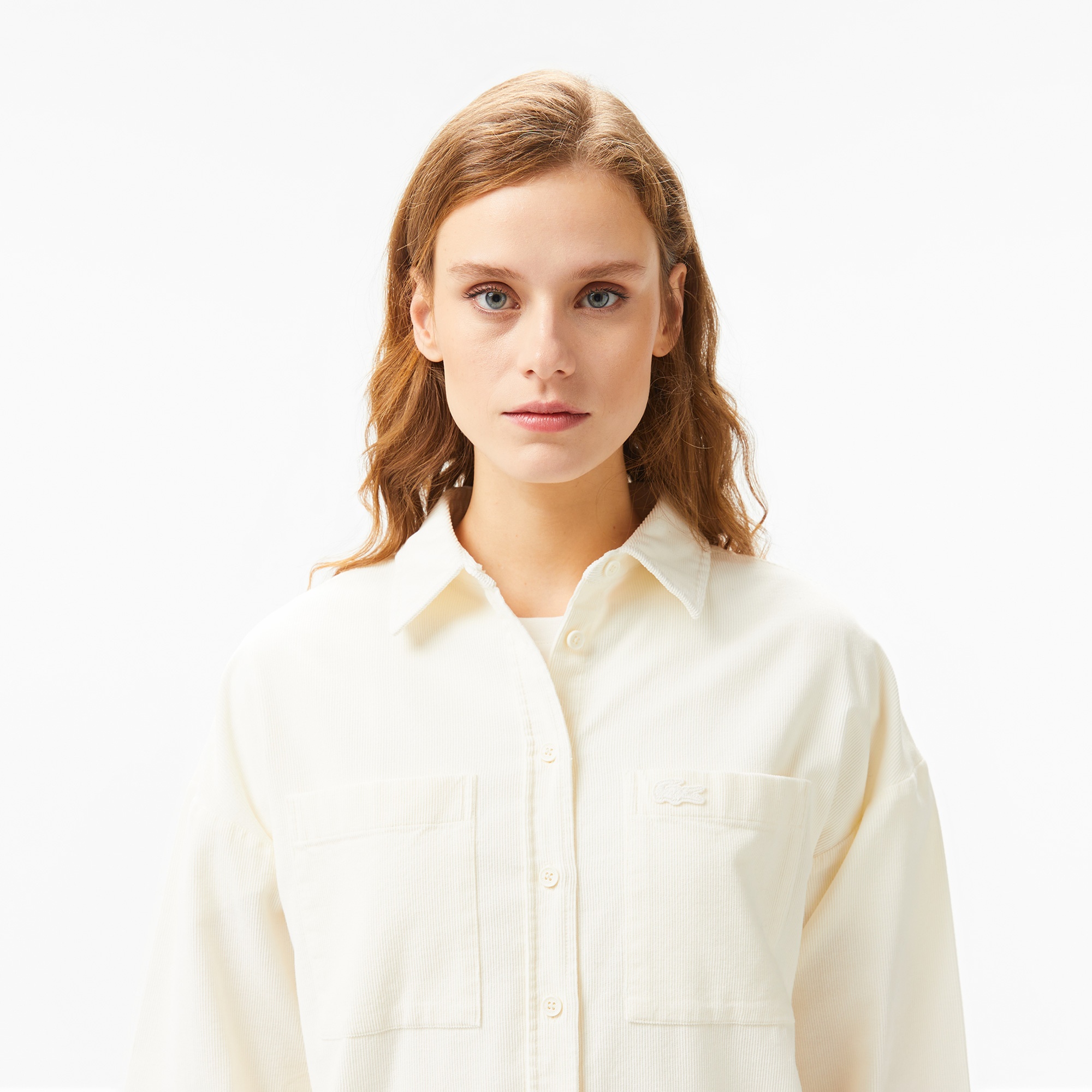 Lacoste Kadın Relaxed Fit Krem Gömlek